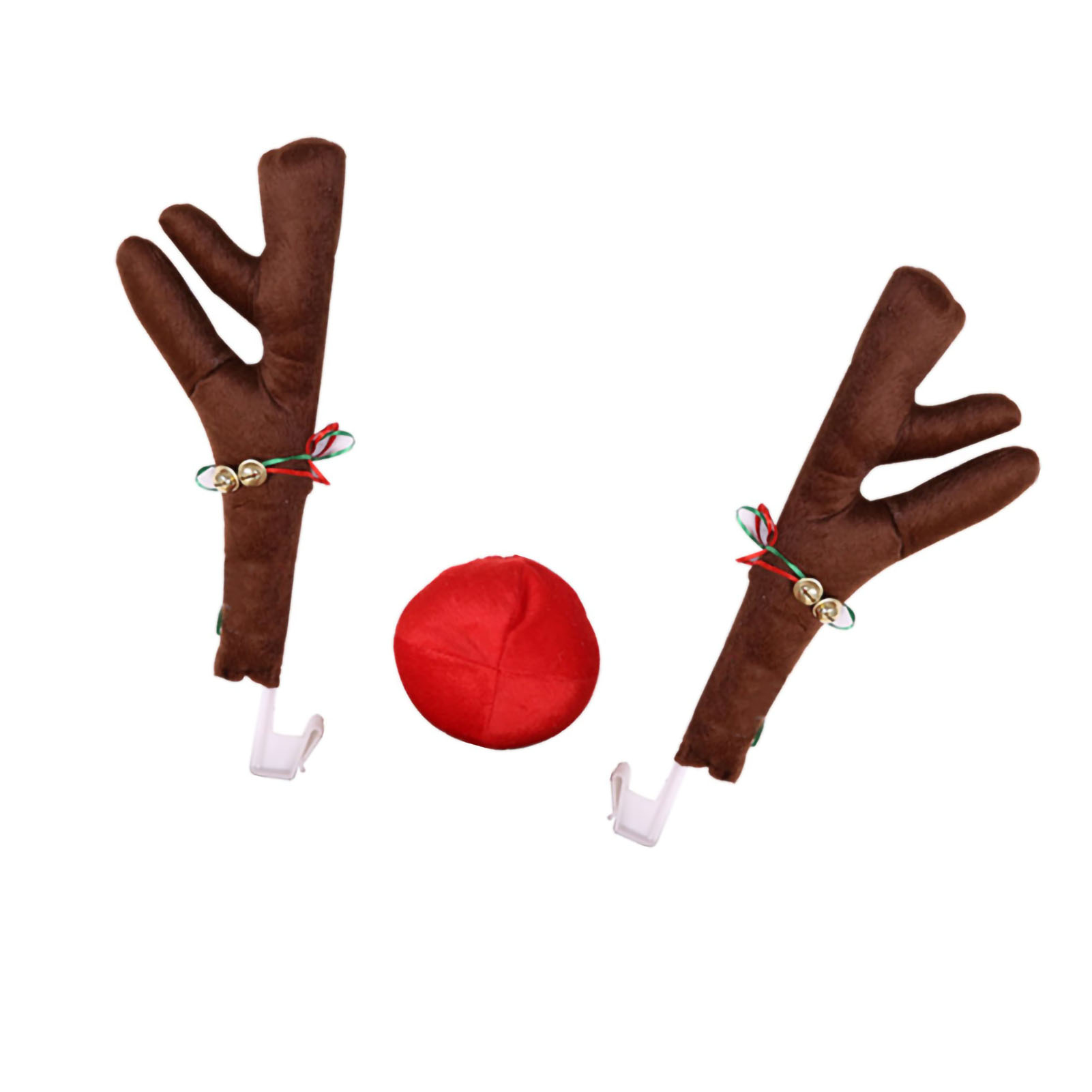 Rentier-auto-geweih-nasen-set, Niedliches Und Lustiges Rentier-auto-set Mit Glöckchen Für Die Weihnachtsauto-dekoration, Khaki