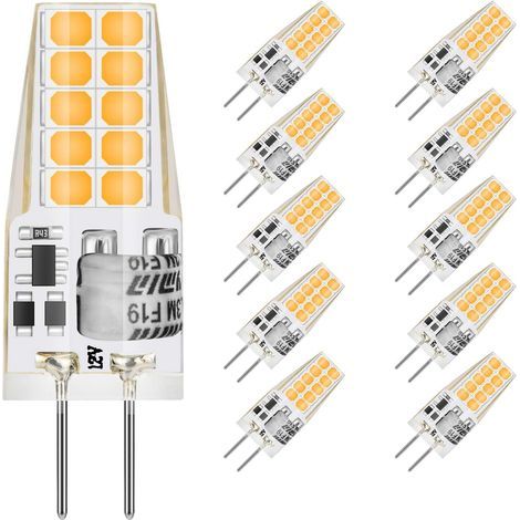G4 Led 3w 12v Ac/dc Ampoules, G4 3w Led Équivalent 30w Ampoule Halogène, Blanc Chaud 3000k,non Dimmable, Lot De 10