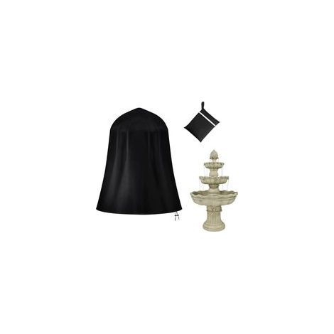 91x107cm Housse De Fontaine De Jardin Robuste, Imperméable Et À L'Eau Et À La Poussière Avec Cordon De Serrage Élastique De Verrouillage Pour L'Hiver