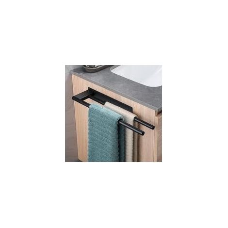 Noir,porte Serviettes Sans Perçage En Acier Inoxydable Double Porte Serviettes Auto Adhésif À Deux Bras Invité Porte Serviettes Mural Pour Salle De Bain Cuisine