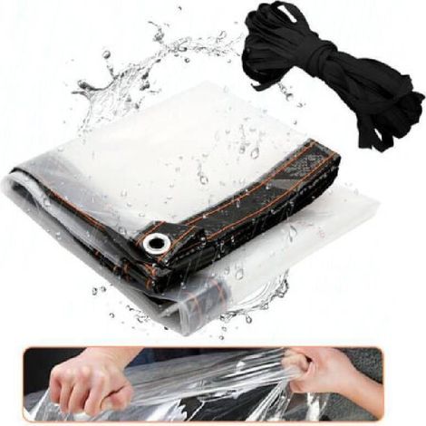Bâche Transparente Bâche Armée Translucide Bâche De Protection Imperméable Avec Oeillets 3x6m