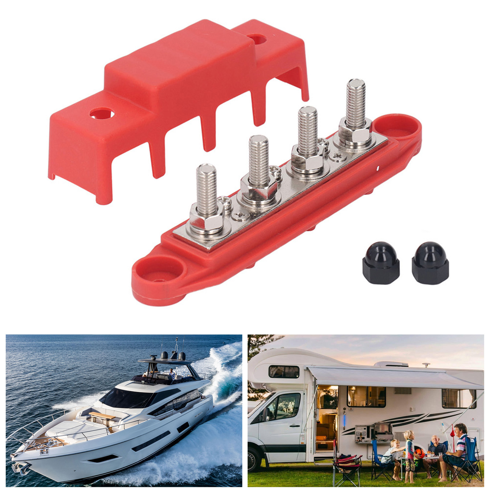 M8 4-positionen-omnibusstange, Geeignet Für Wohnmobile Und Yachten, 48 V Dc 250 A, Rot.