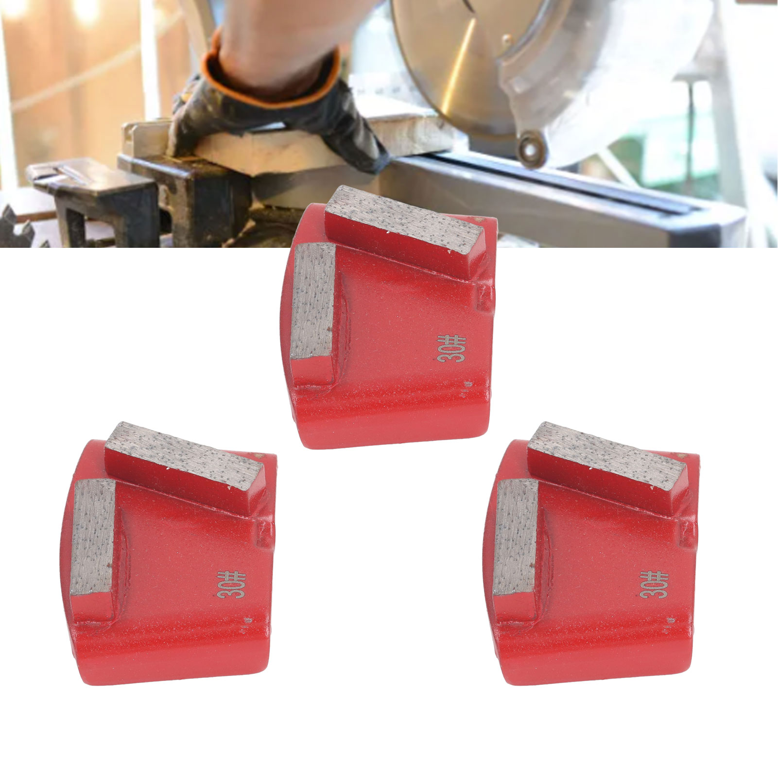 Set Mit 3 Roten Diamantschleifklötzen, Größe 30, Für Beton. Geeignet Zum Schleifen Unebener Oberflächen, Entfernen Von Bodenfarbe, Polieren Von Beton, Abbeizen Von Bodenfarben Usw.