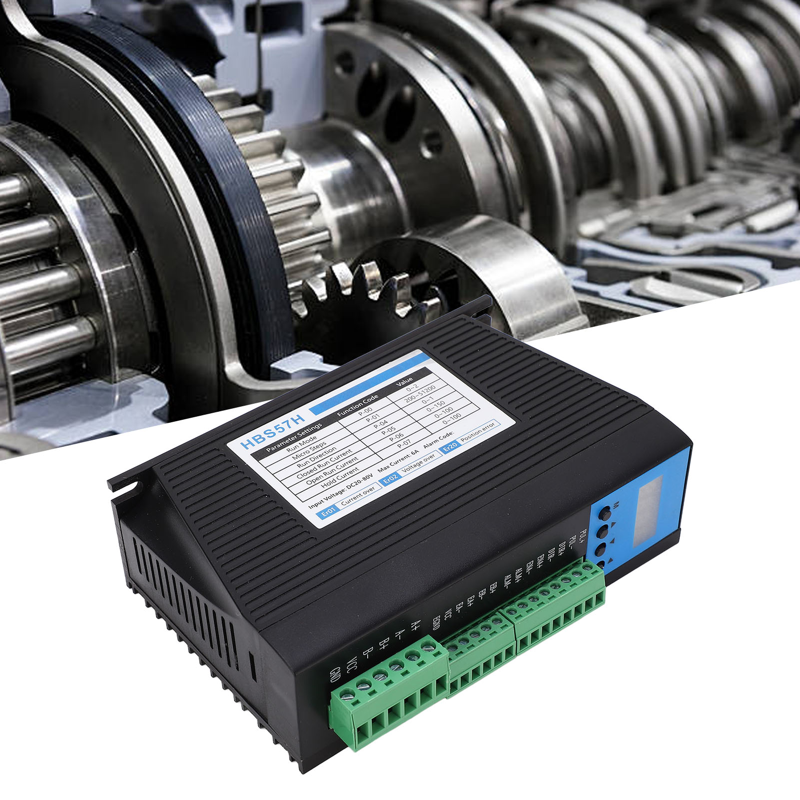 Geschlossener Schrittmotorregler Mit Digitalanzeige Hbs57h, Schwarzes Gehäuse, 20–80 V Dc