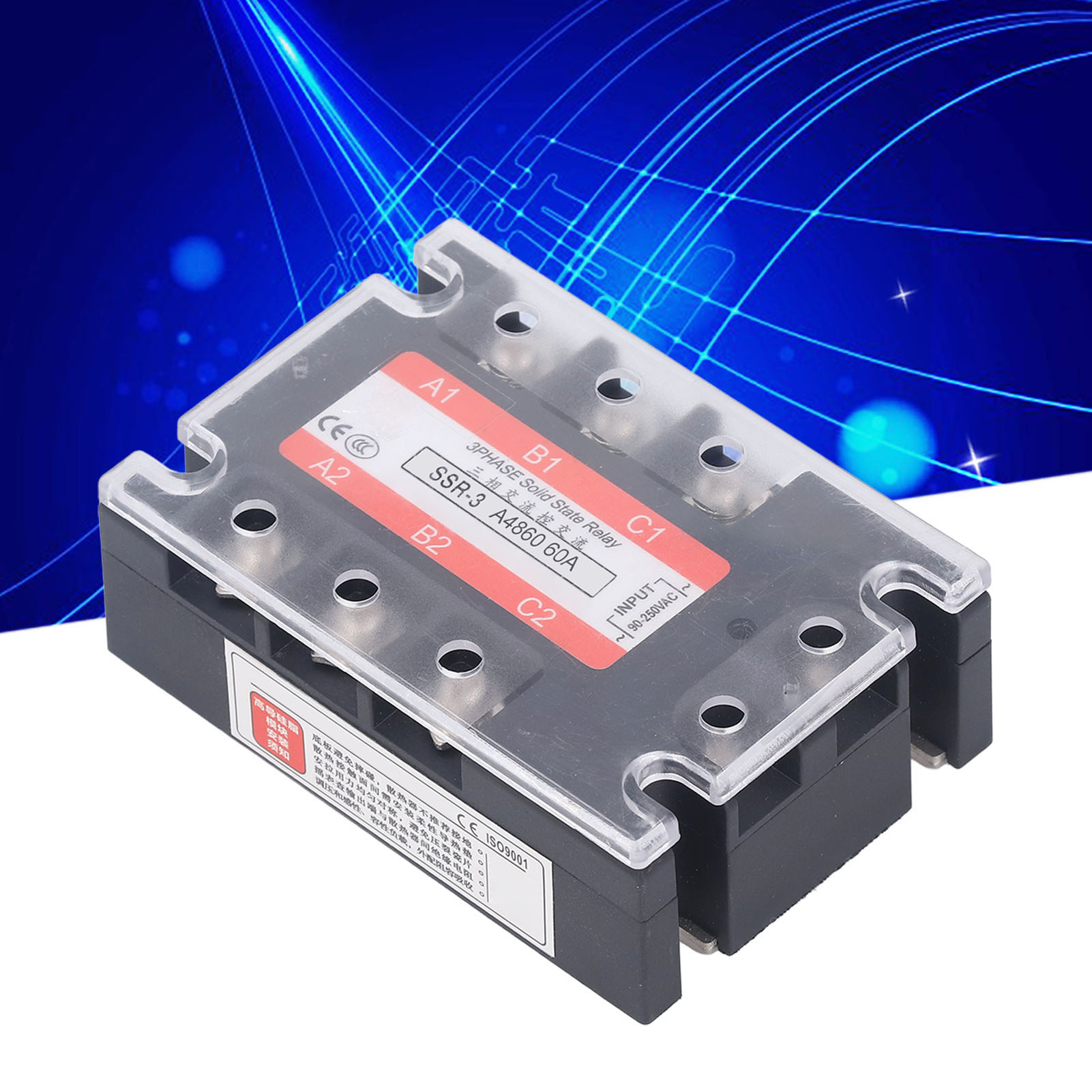 Ssr-3 A4860 60a Dreiphasiges Halbleiterrelais Mit Wechselstromsteuerung Für 480v Ac.