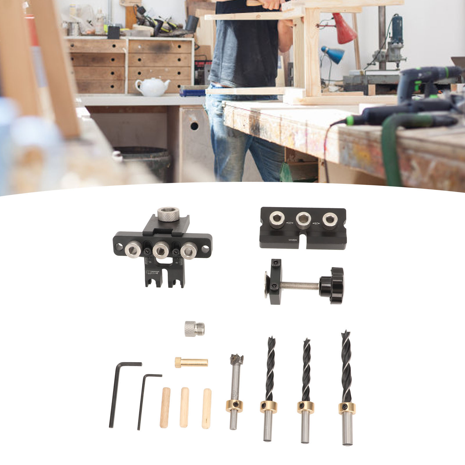 3-in-1-stanzwerkzeug, 15-mm-exzenterradverbinder, Holzdübelstanze Und Werkzeug Zur Montage Runder Möbelplatten.