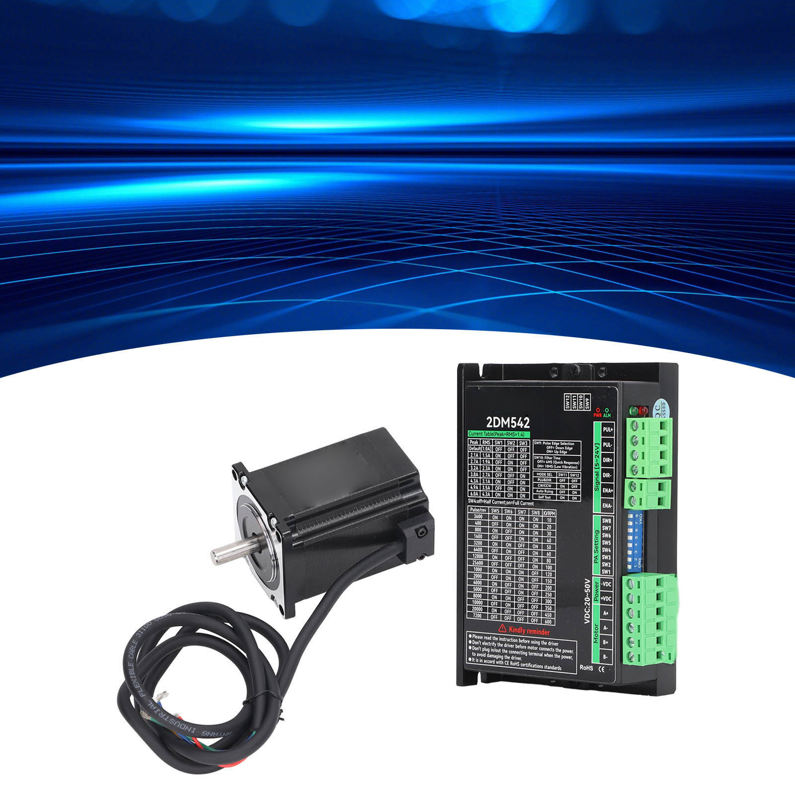 2dm542 +57v Zweiphasen-digital-schrittmotorsteuerung Eingangsspannung Schrittmotor: 20–50 V Dc