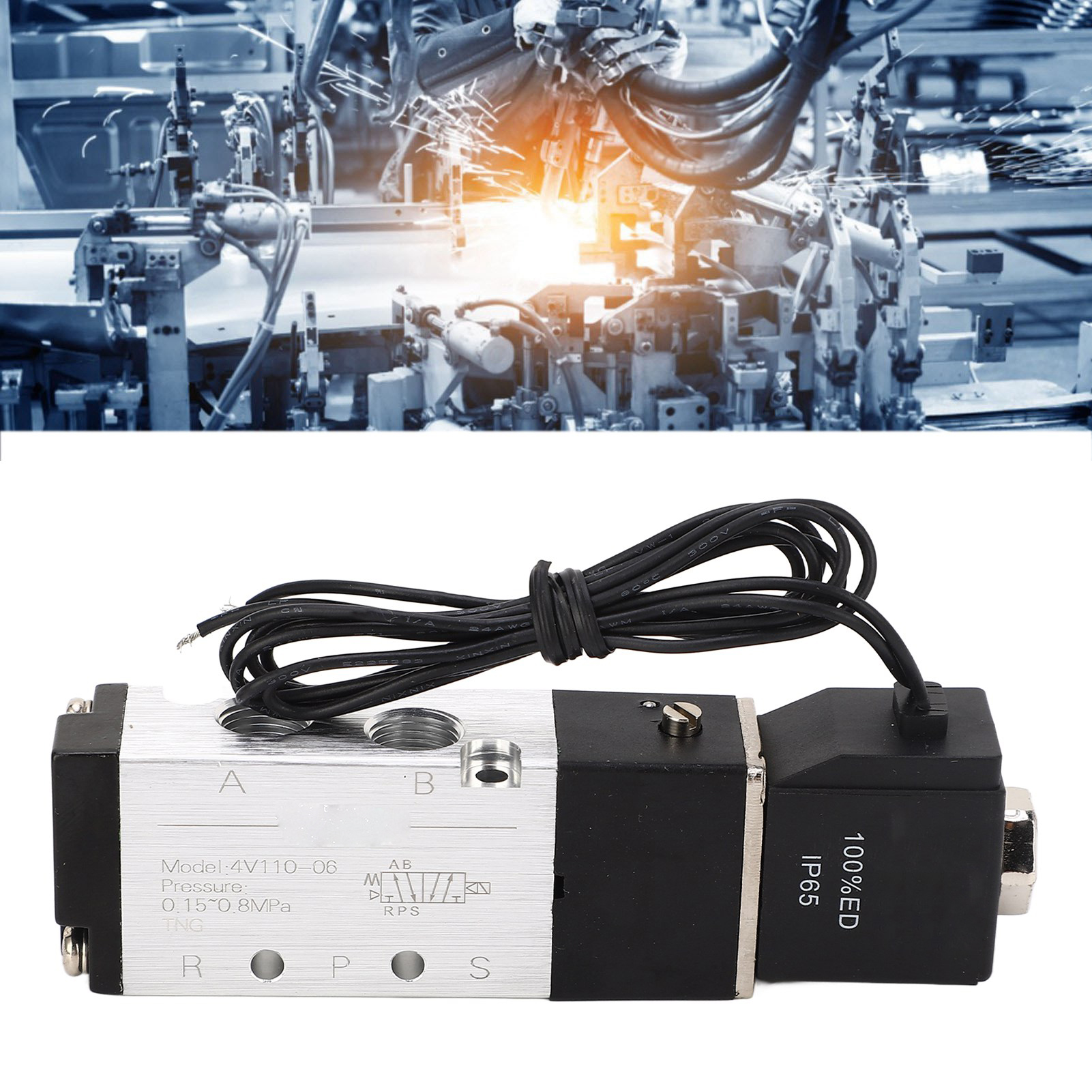 4v110-06 Kabelgebundenes Pneumatisches Steuerventil, Wegeventil, 5/2-wege-magnetventil, 24 V Dc