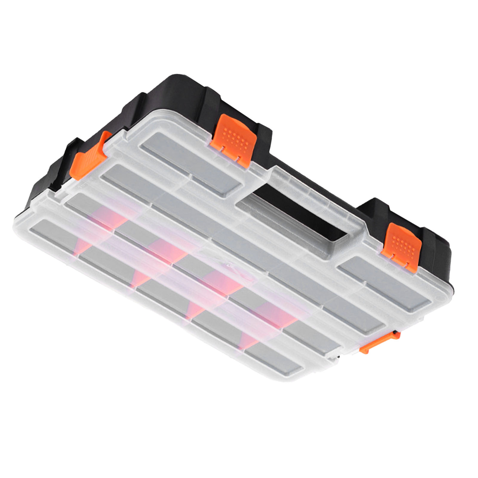 Doppelseitige, Tragbare Werkzeug- Und Zubehörbox Aus Kunststoff, Sortierbox Für Elektronische Bauteile, Teilebox, Aufbewahrungsbox G-382 (einseitig), 37,5 X 29 X 6,7 Cm