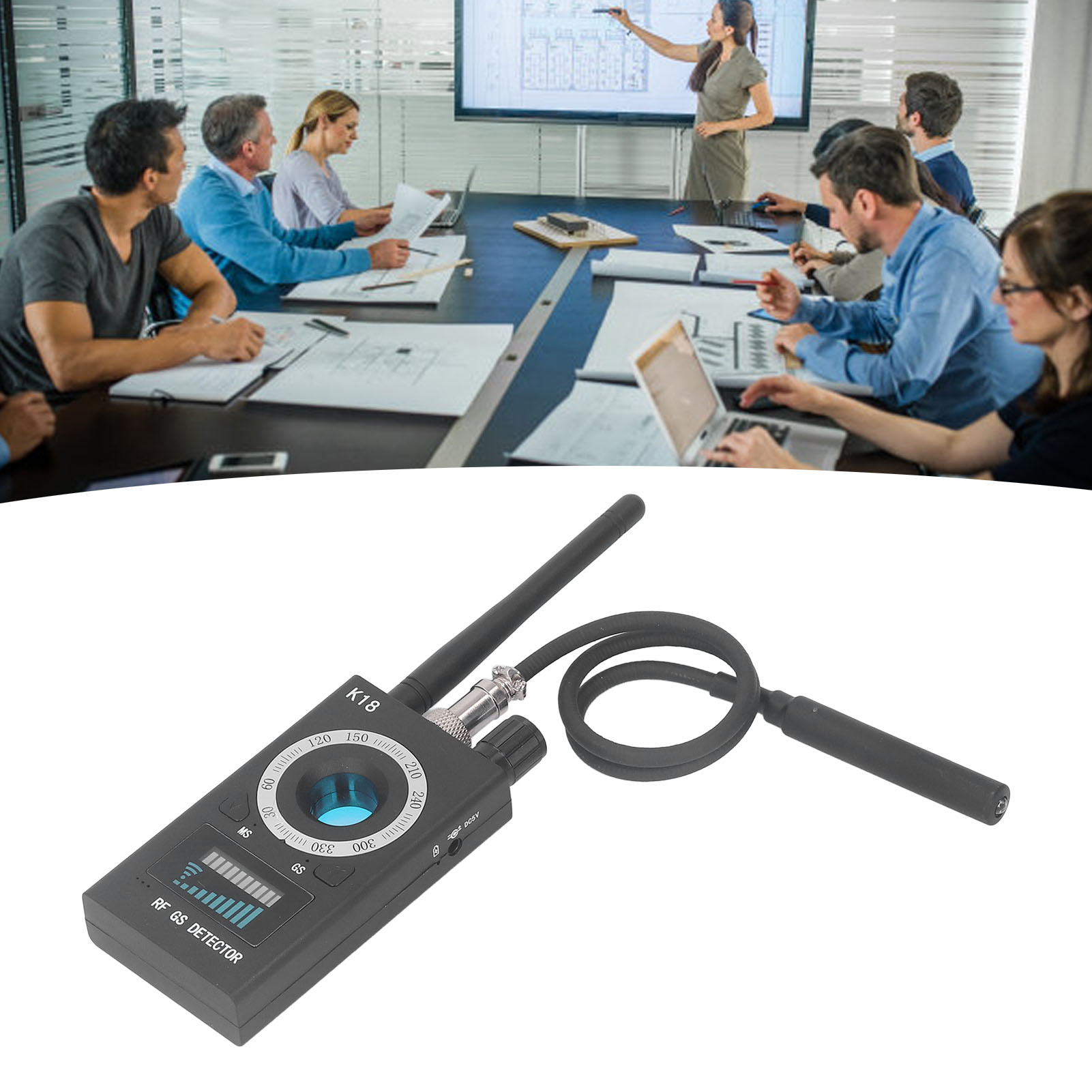 Tragbarer Abhörschutz, Abhörreichweite 15 Quadratmeter, Signalortung, Drahtloser Scanner, Europäischer Standard 100-240 V.