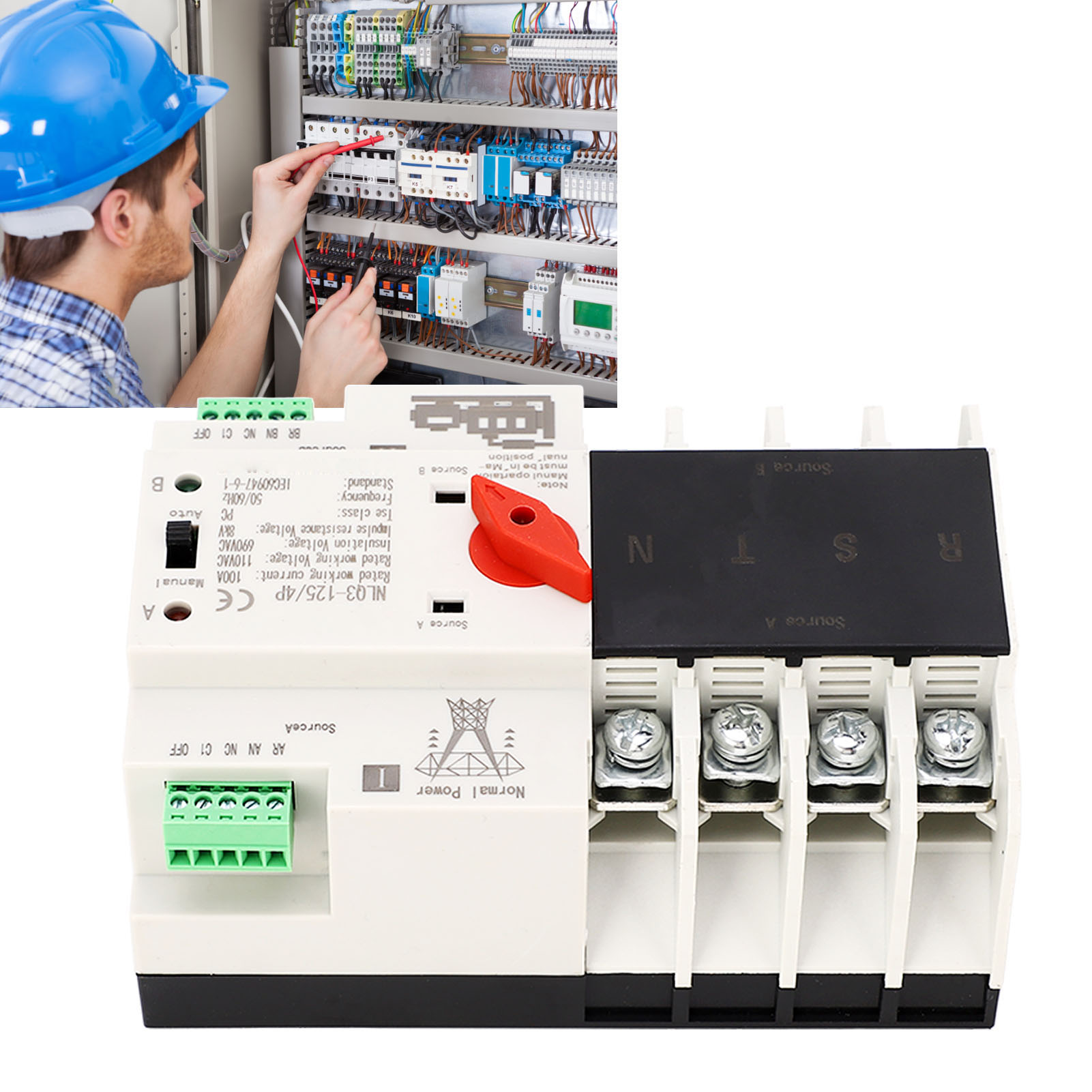 Nlq3-125/4p Ac110v 100a Automatischer Dual-power-umschalter, Millisekunden-umschaltung, Umschaltersteuerung Mit Timer Für Unterbrechungsfreie Stromversorgung (usv) 50/60 Hz, Wechselstrom-zu-generator-