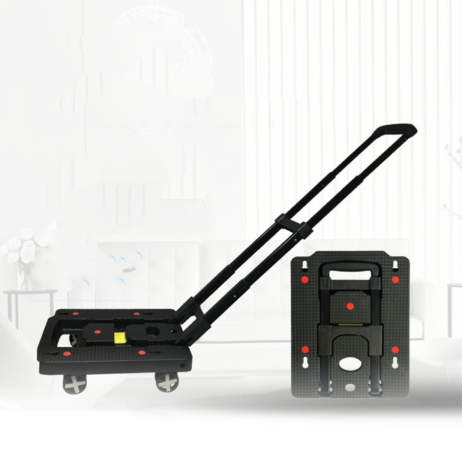 Mini-faltgepäckwagen Mit Ablage, Tragbarer Einkaufswagen Mit Universalrädern Und Transportwagen Zum Einkaufen Und Warentransport.