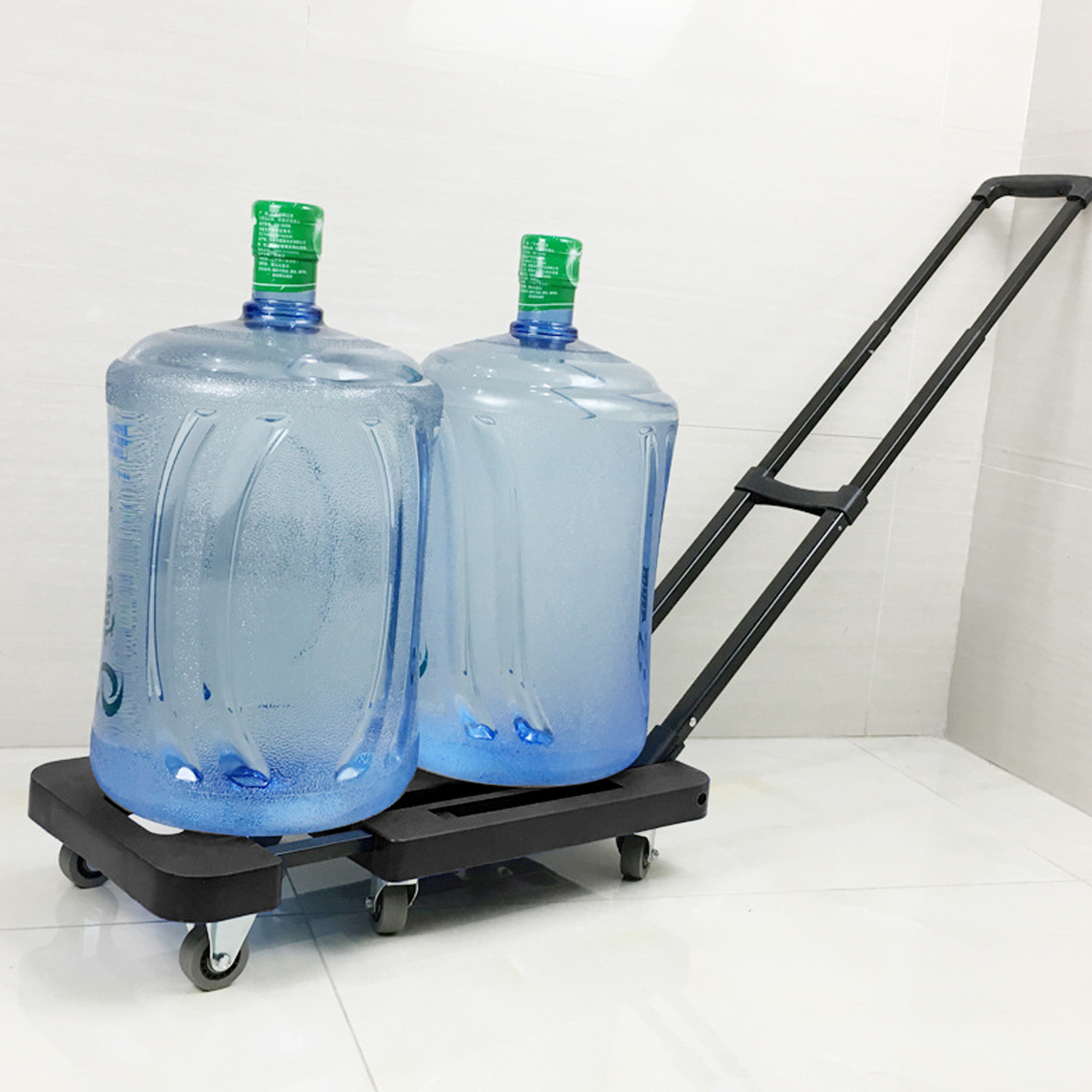 Mini-klappanhänger, Handwagen, Plattformwagen, Warentransportwagen, Gepäckwagen, Schwerlastwagen, Verbesserte Schwarze Ausführung Mit 5 Cm (2 Zoll) Großen Gummirädern