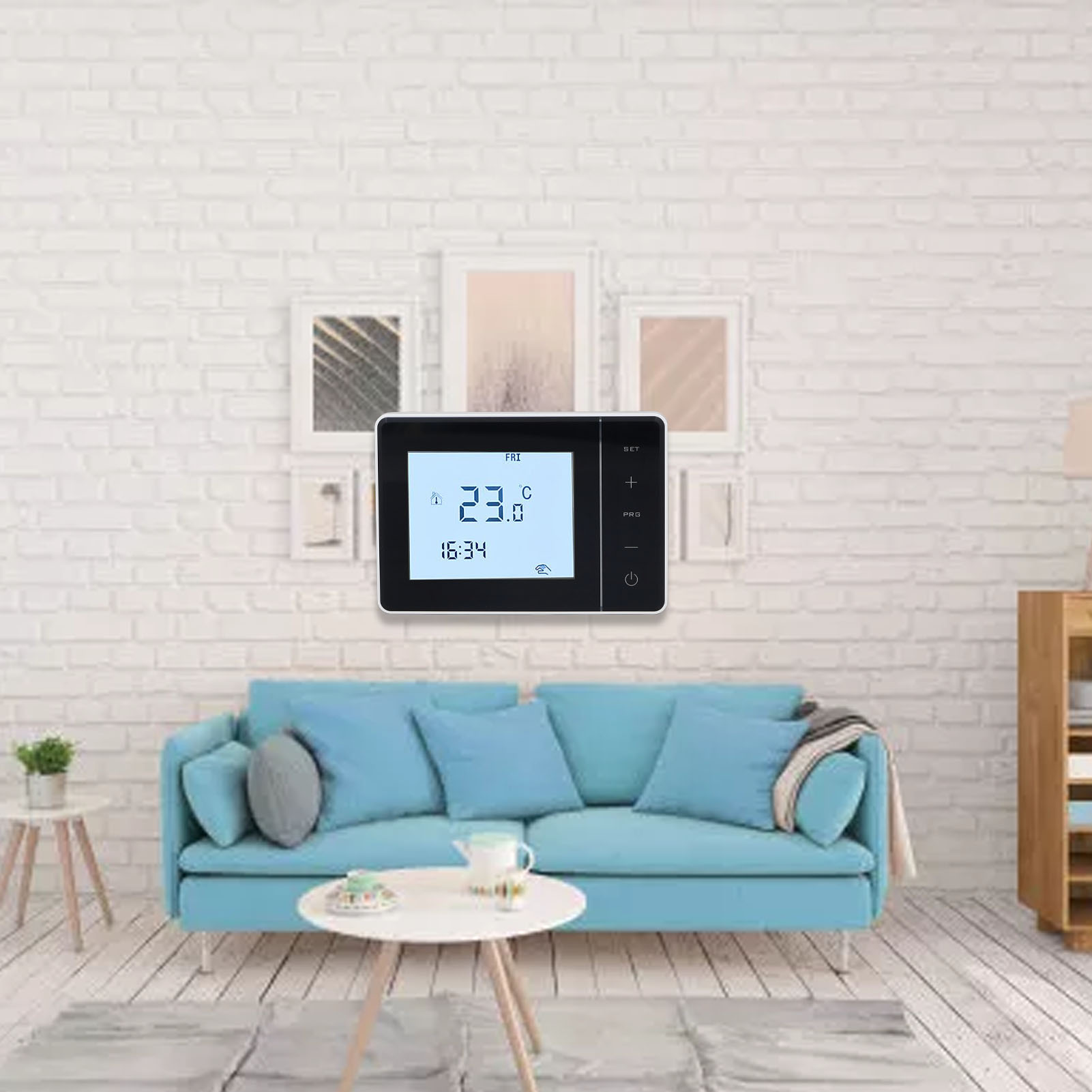 Hy01ww Lcd-digitalthermostat Für Ac100-230v-rohrleitungssysteme, 7-tage-programmierbar, Mit Intelligentem Touchscreen.