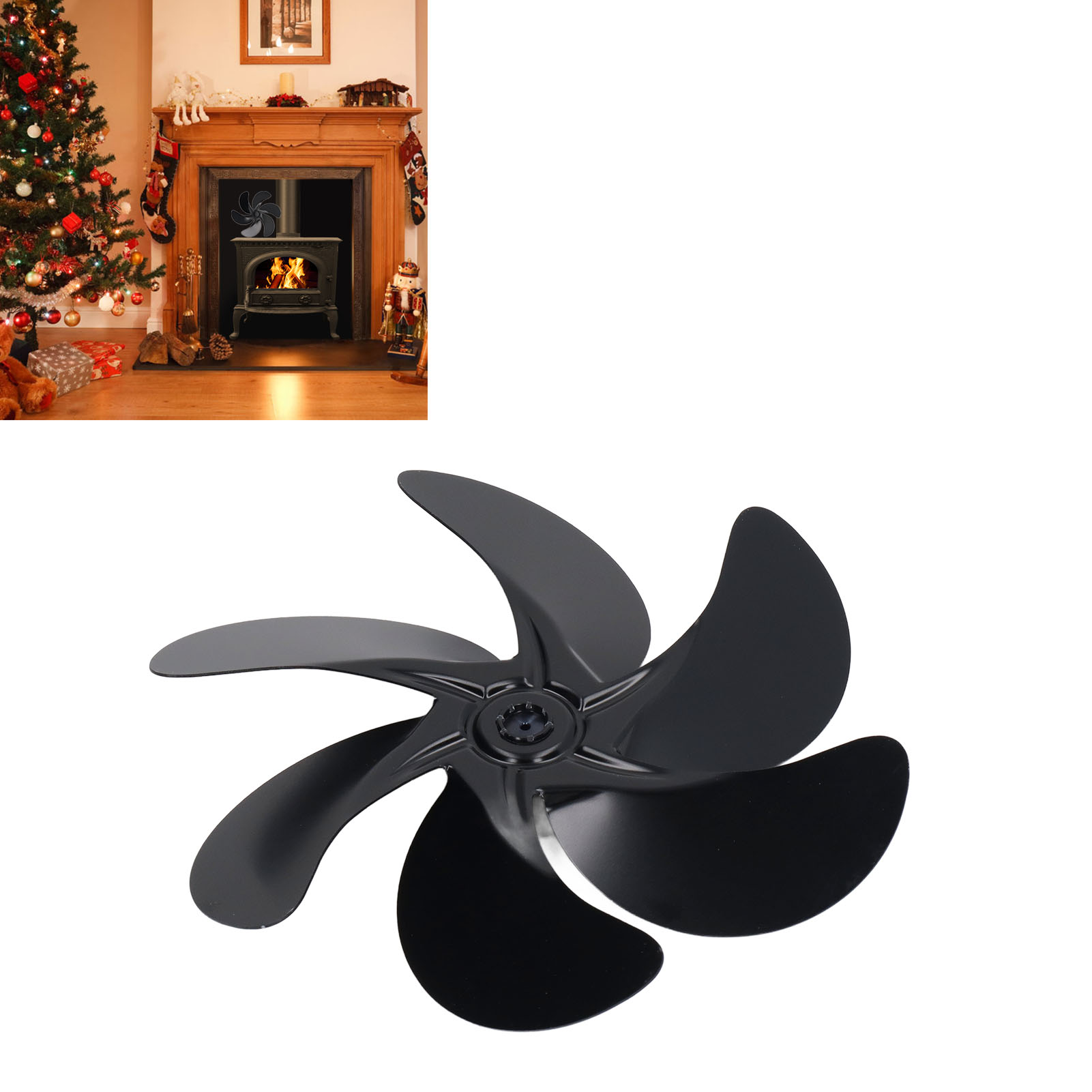 Schwarze Kaminventilatorflügel, Zubehör Für Ventilatorflügel Aus Aluminiumlegierung, 6-flügeliger Ventilator Aus Aluminiumlegierung.