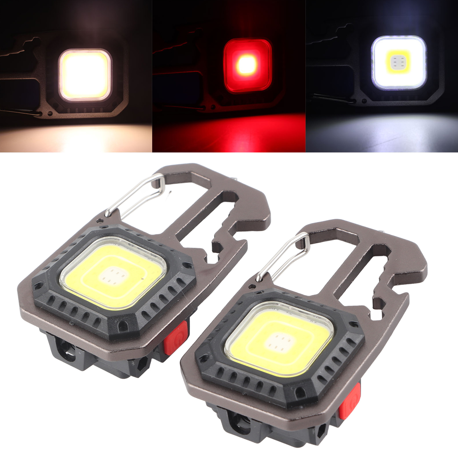 Set Mit 2 Mini-usb-schlüsselanhängerleuchten W5138, Helle Cob-arbeitsleuchten, Multifunktionale Tragbare Campingleuchten, Notleuchten