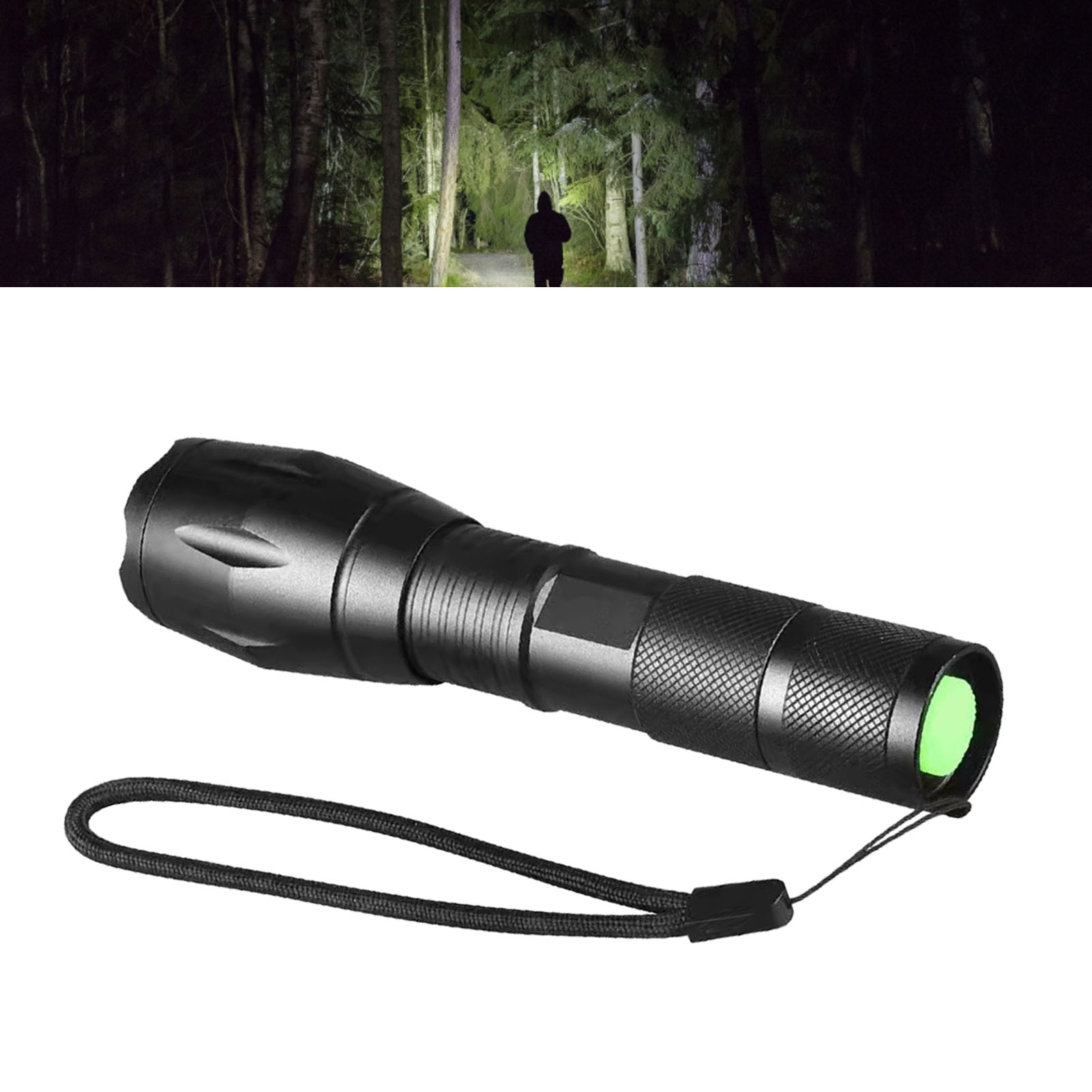 395-nm-taschenlampe + 1 X 18650-akku + Ladegerät, Hochleistungs-taschenlampe Für Camping Und Outdoor-aktivitäten, Teleskop-zoom-taschenlampe Aus Aluminiumlegierung Mit T6-beleuchtung