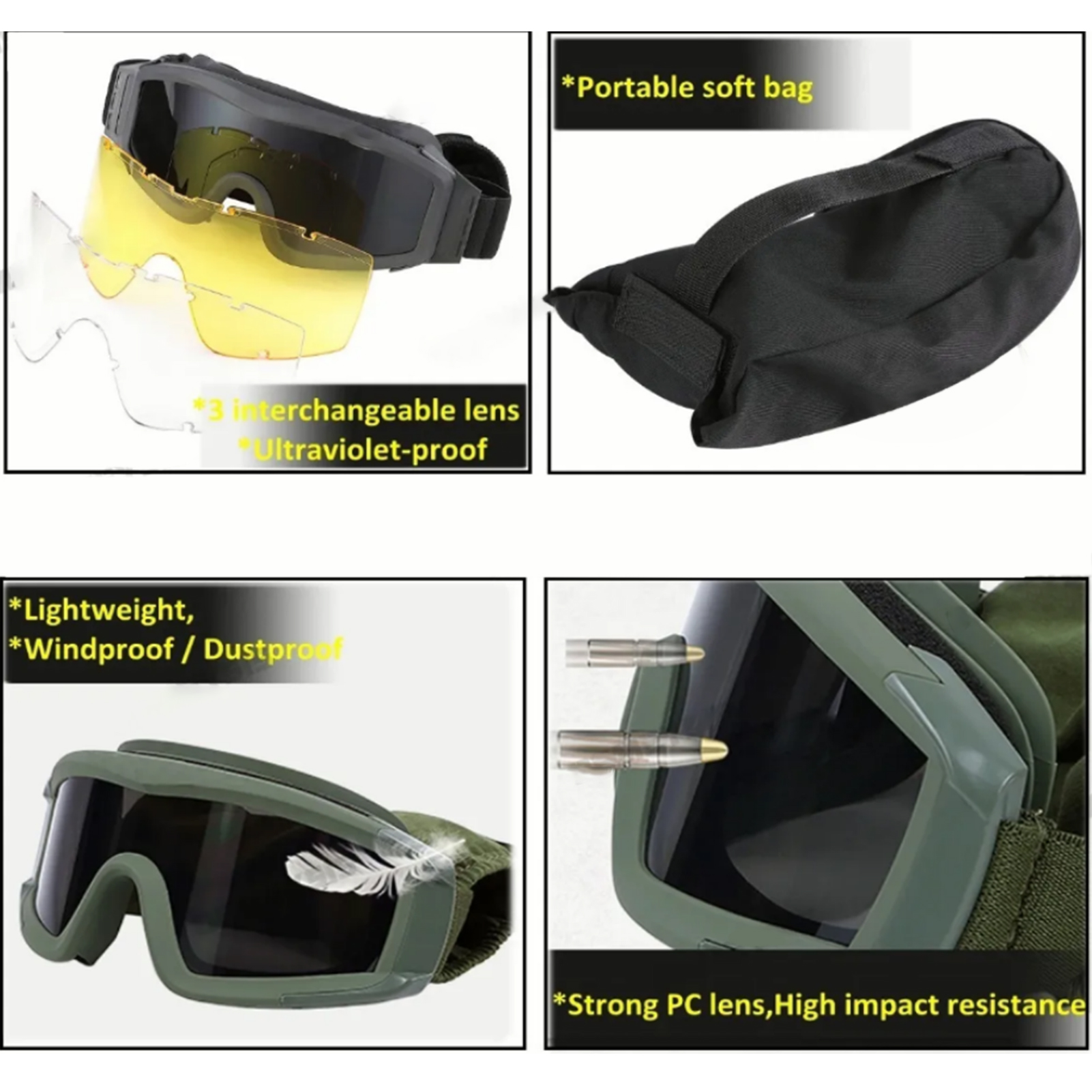 Militärische Taktische Schutzbrille, Wind- Und Sanddicht, Taktische Brille, Outdoor-cs-ausrüstung, Schießbrille, Schwarz