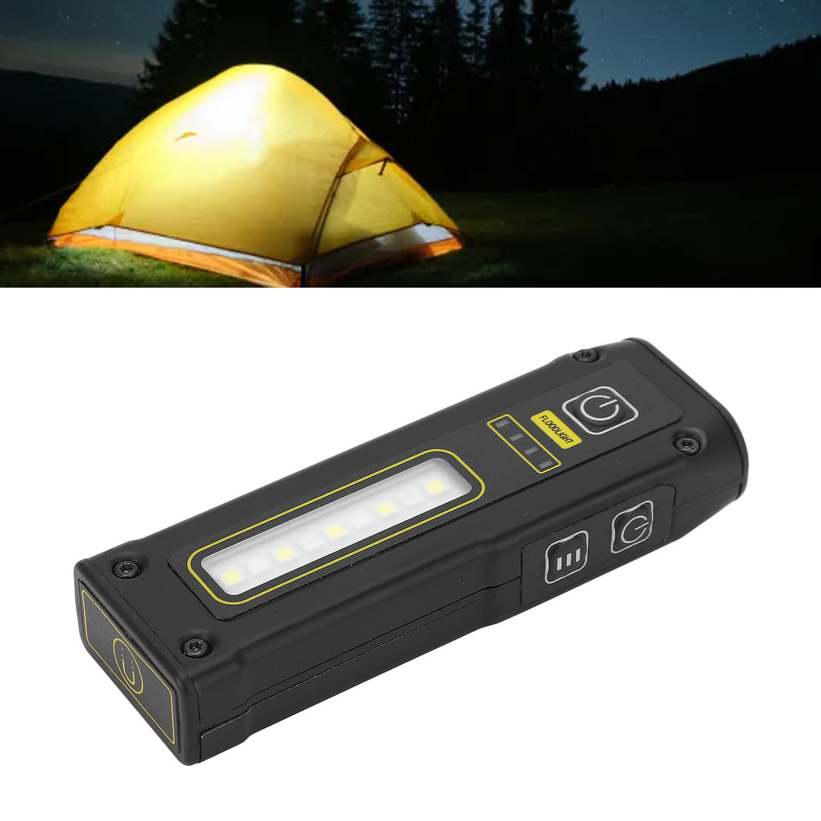 Mini-taschenlampe, Tragbar, Wiederaufladbar, Typ-c Sd26802, Schwarz, Mit Seitenbeleuchtung Und Mini-signallicht.