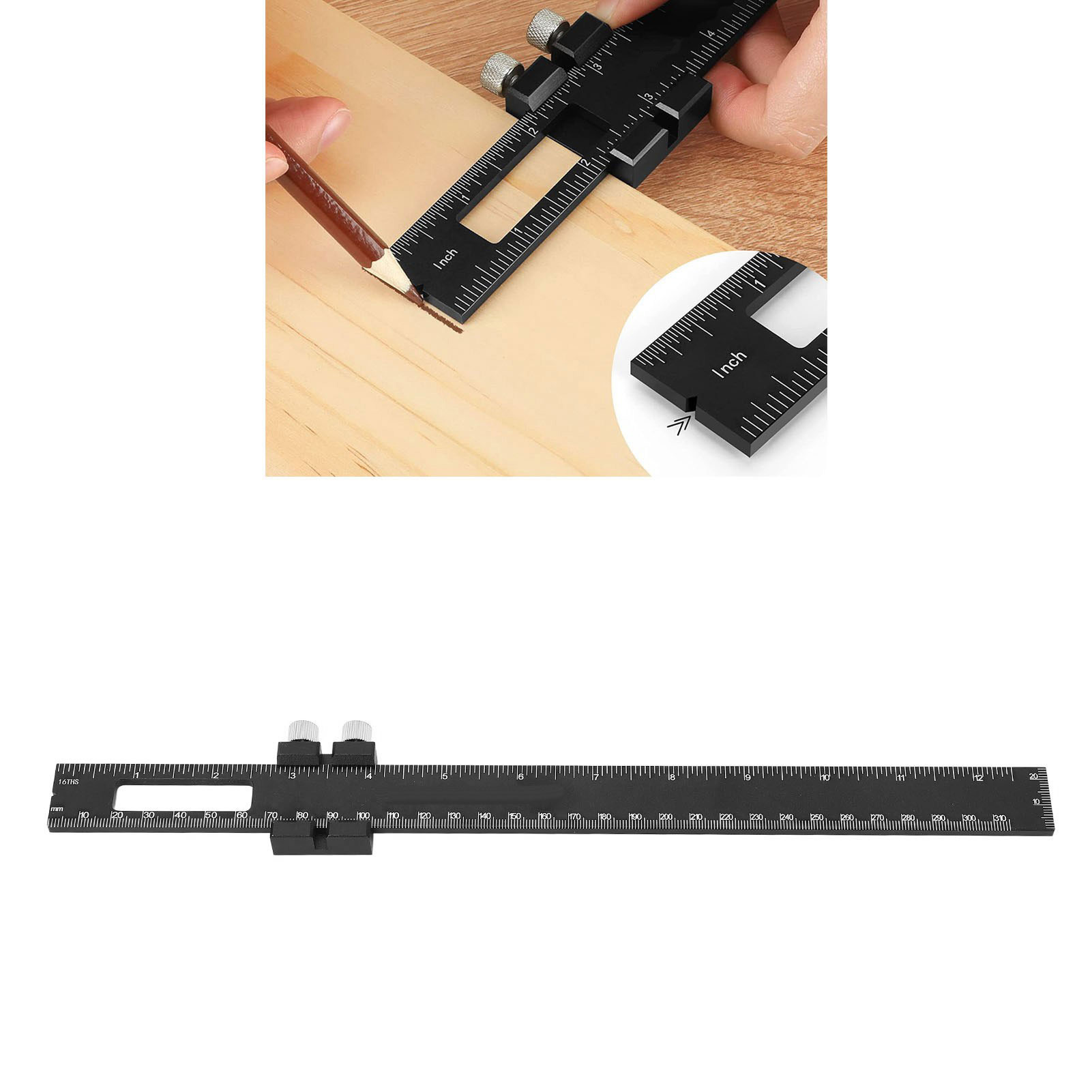Anreißlineal Für Holzbearbeitung, T-förmiges Lineal Aus Aluminiumlegierung, Messlineal Für Holzbearbeitung, 30,5 Cm (12 Zoll)