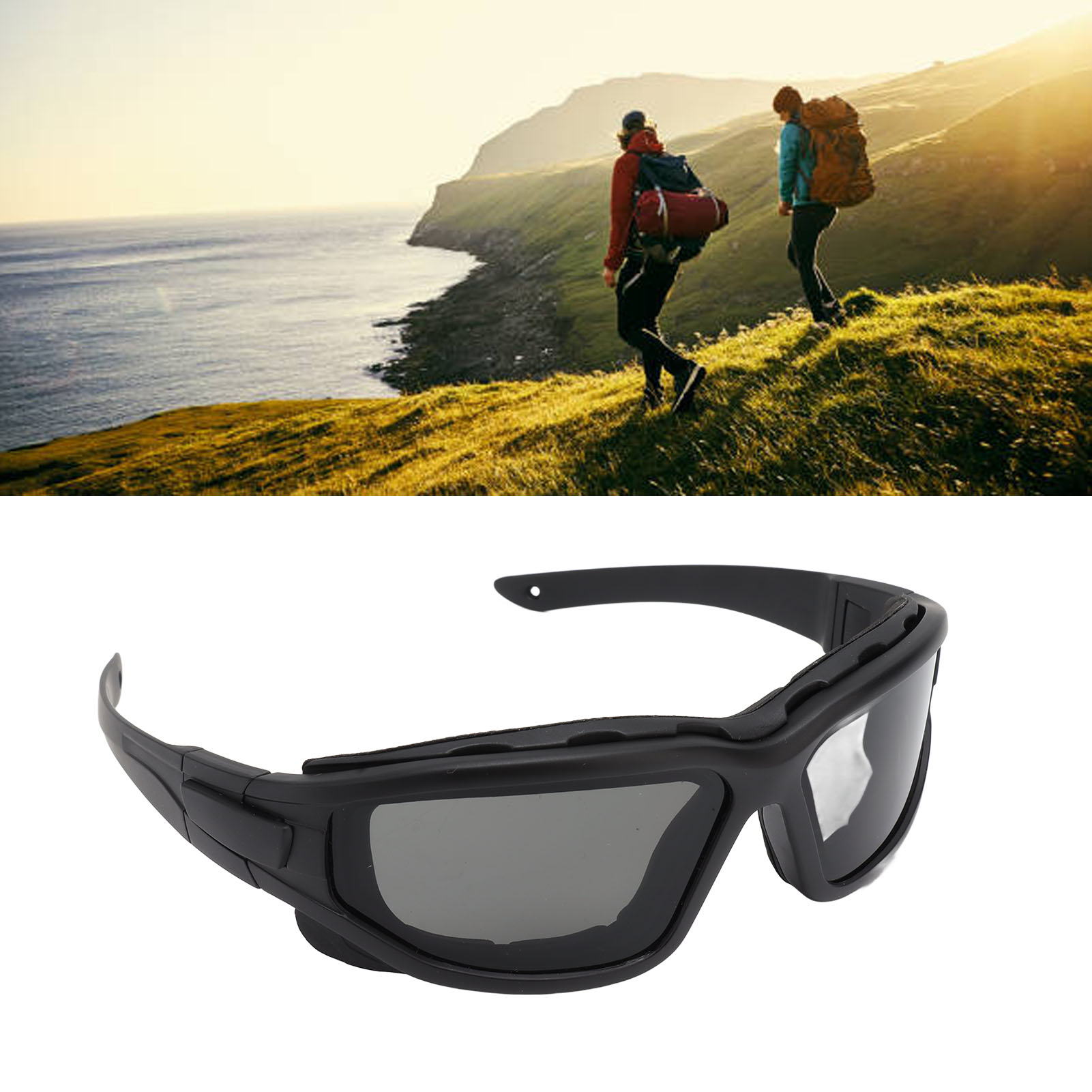 Schutzbrille Mit Doppelgläsern, Gestell, Abnehmbarem Band, Mehrzweckoptik, Schwarz.