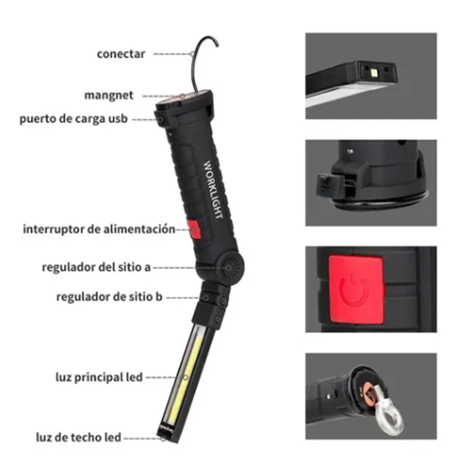 Magnetische Arbeitsleuchte Für Kfz-reparaturen, Angeschlossen Über Usb-kabel