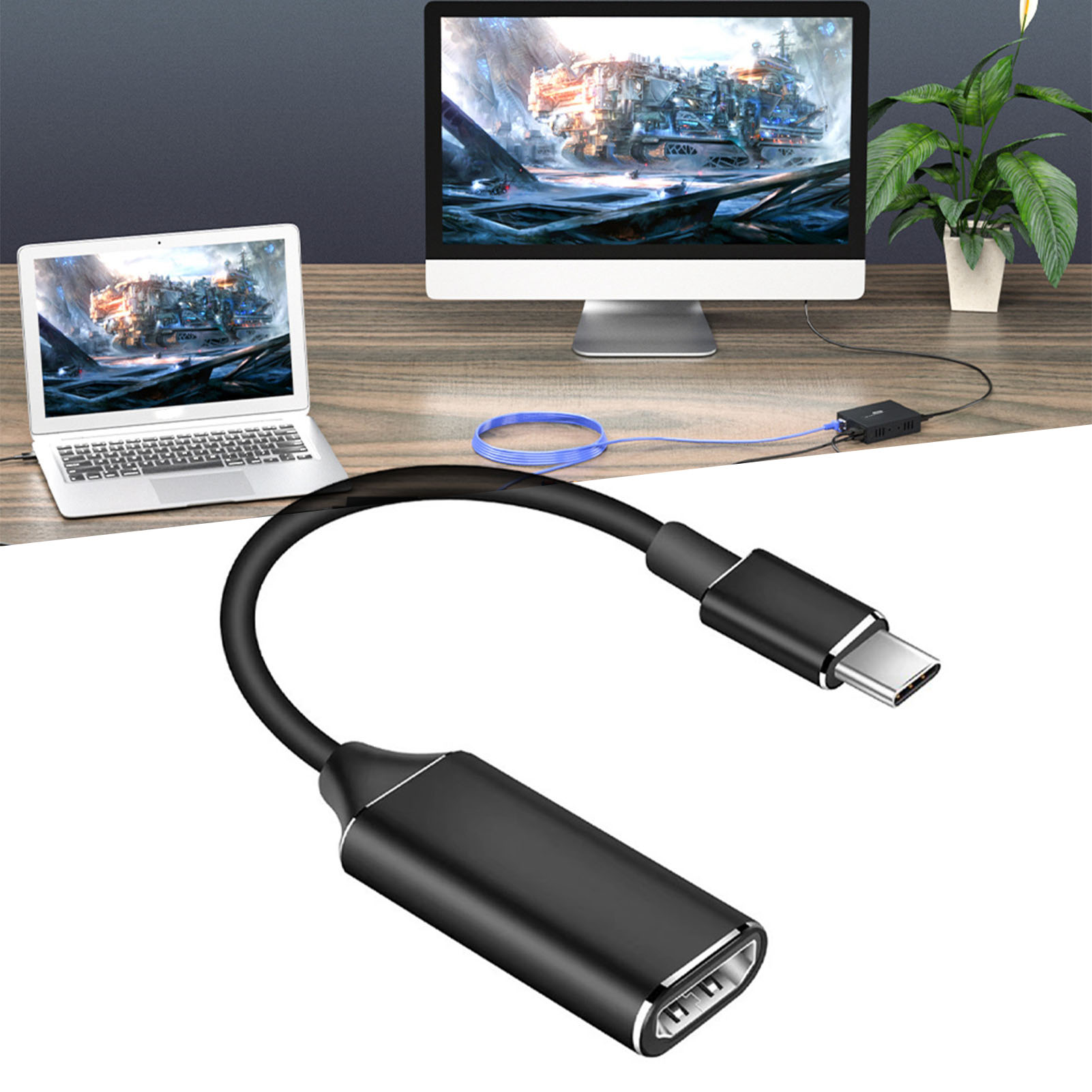 Schwarzes Usb-c-zu-hdmi-4k-kabel Aus Aluminiumlegierung Mit Gehäuse Aus Aluminiumlegierung