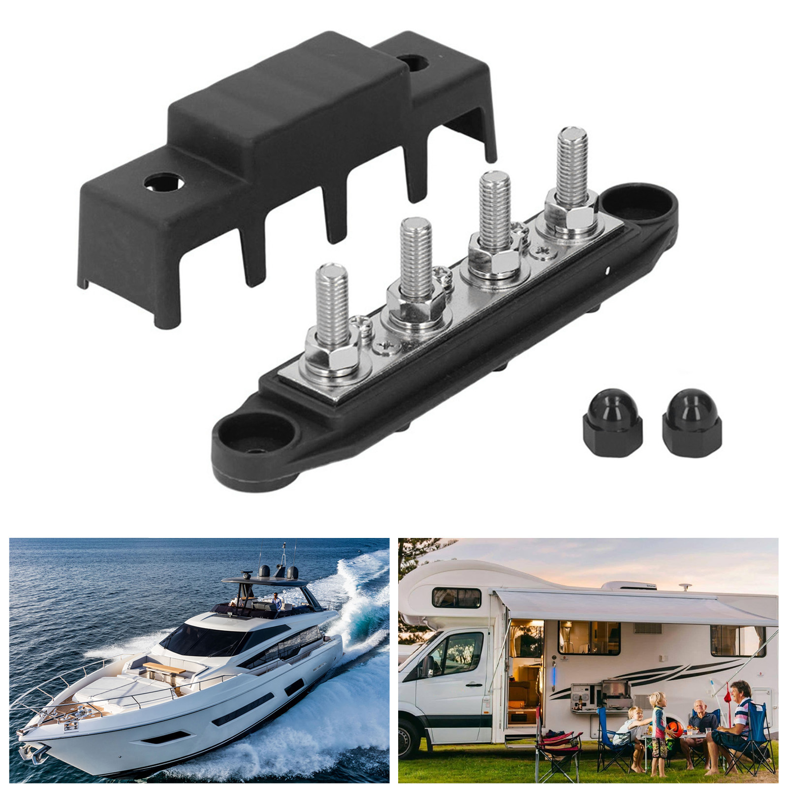 M8 4-positionen-omnibusstange, Geeignet Für Wohnmobile Und Yachten, 48v Dc 250a, Schwarz.