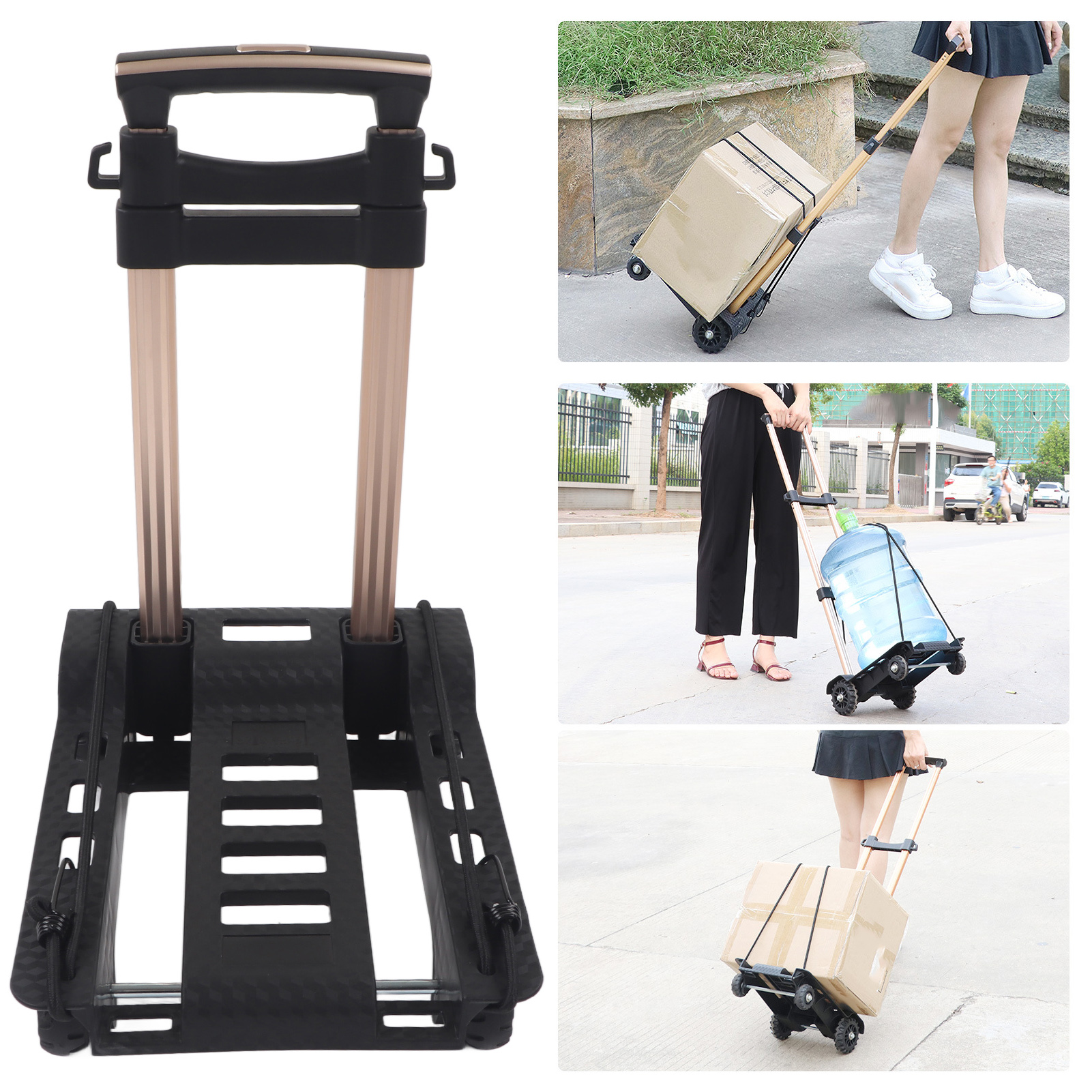 Faltbarer Und Tragbarer Trolley, 40 Kg, Mit Leisen Rollen Und Zugseil. Ideal Für Gepäck, Reisen, Umzüge, Einkäufe Und Das Büro.