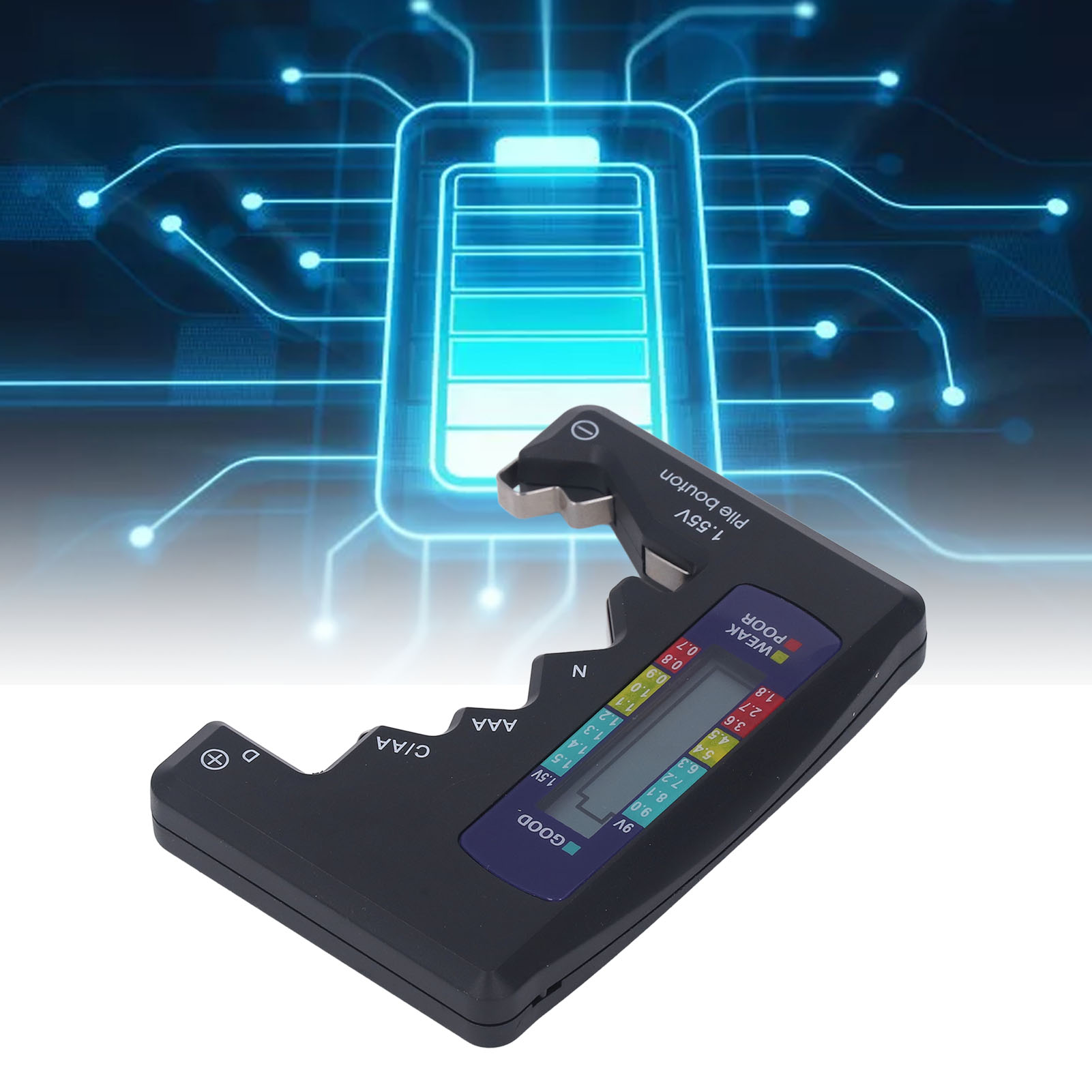 Das Digitale Batterievoltmeter Kann 1,5-v- Und 9-v-batterien Messen (schwarz).