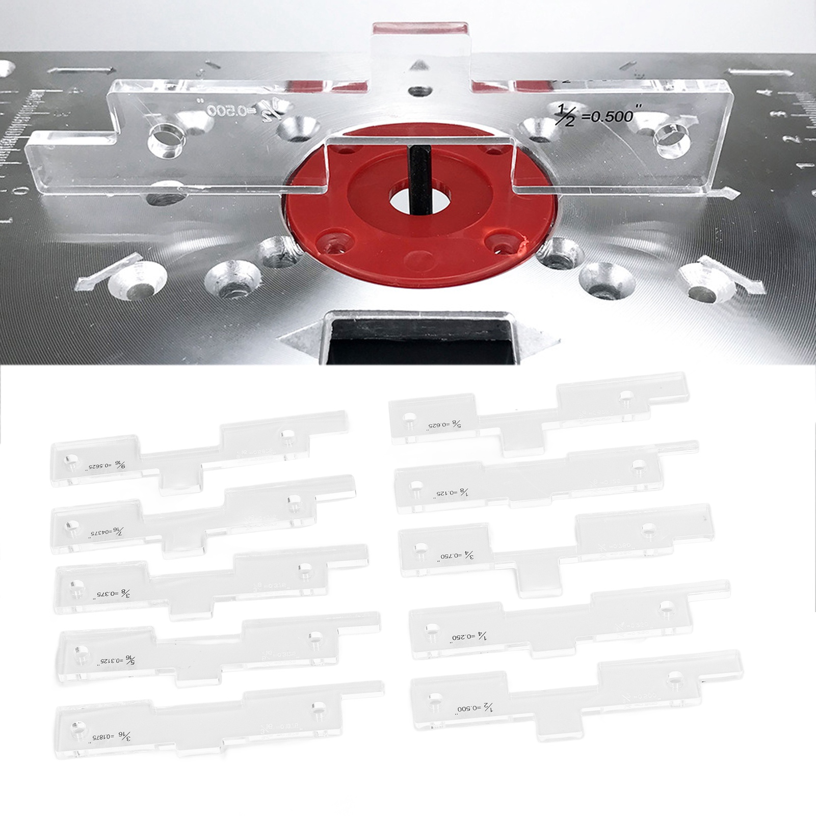 Set Mit 10 Transparenten Acryl-präzisionsverstellstangen Für Fräsmaschinen, Formmaschinen Und Tischkreissägen Für Die Holzbearbeitung