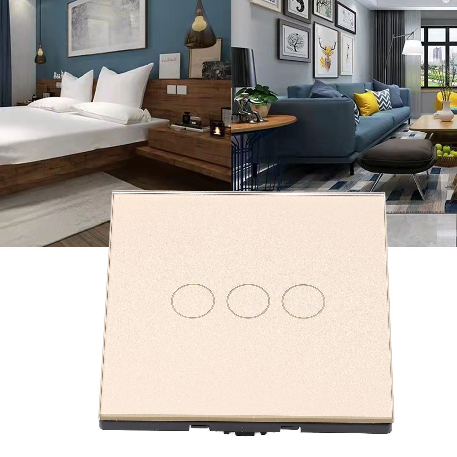 Dreikanal-goldrelais Typ 86, Rf433 Neutralleiter/einzeldraht-graffiti-wifi-smart-schalter Ac80-260v/10a, Relais Typ 86, Touch-steuerung, Alexa/google-sprachsteuerung.
