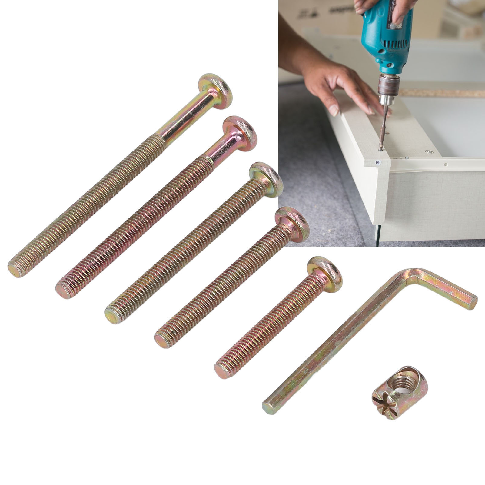 Set Mit 25 M6-innensechskantschrauben Und Einschlagschrauben Für Möbel