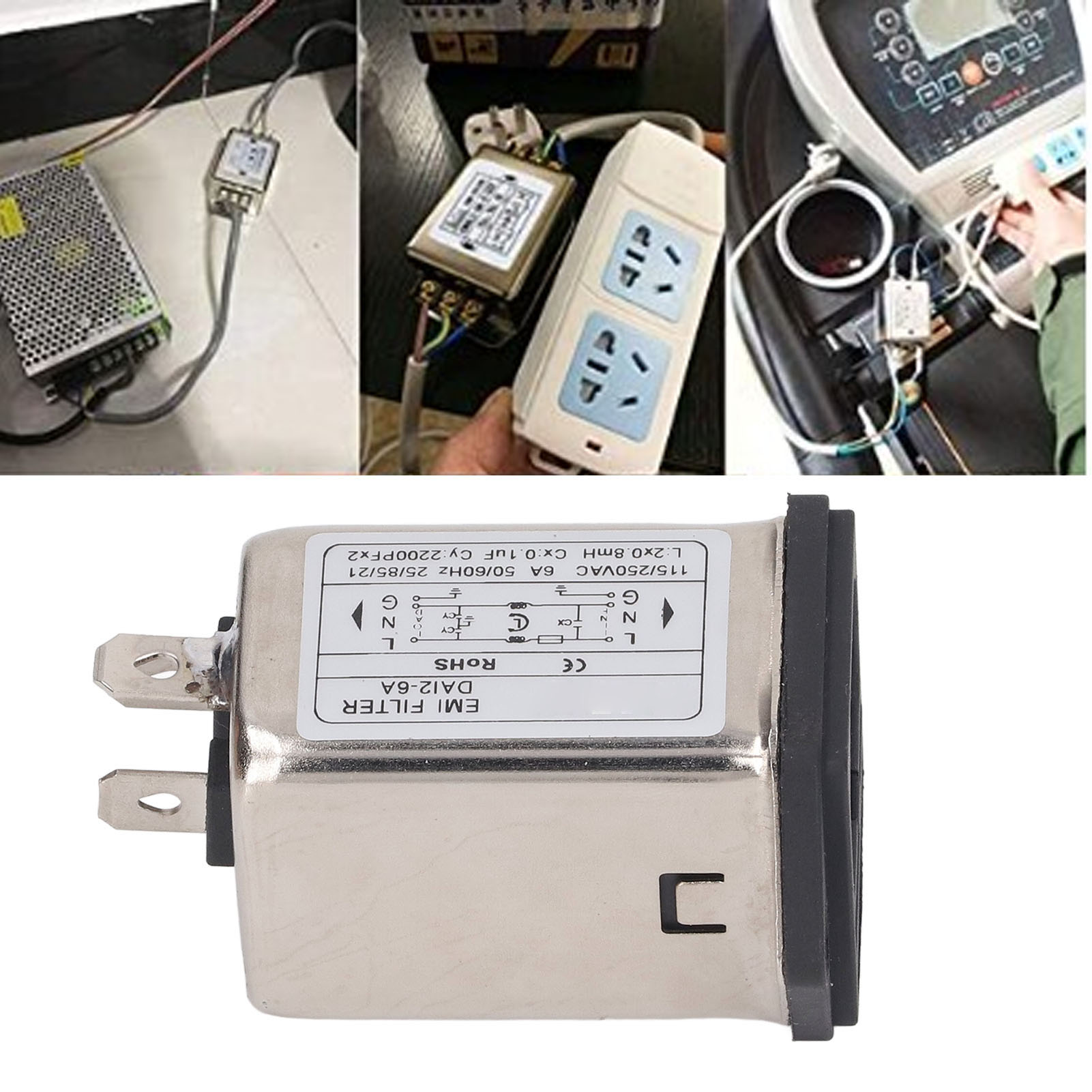 Dai2-6a Störungsfreie Steckdose Mit Emi-filter, 2-in-1-einzelsicherung, 115/250 V 50/60 Hz, Geeignet Für Flachbildfernseher, Kassenterminals Und Massagesessel.