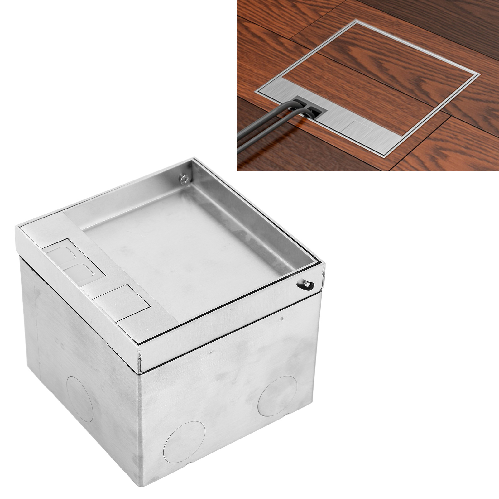 Bodeneinbausteckdose, Edelstahl In Marmoroptik, Flaches Dreiloch-usb-steckdosengehäuse Nach Britischem Standard, 250 V Wechselstrom