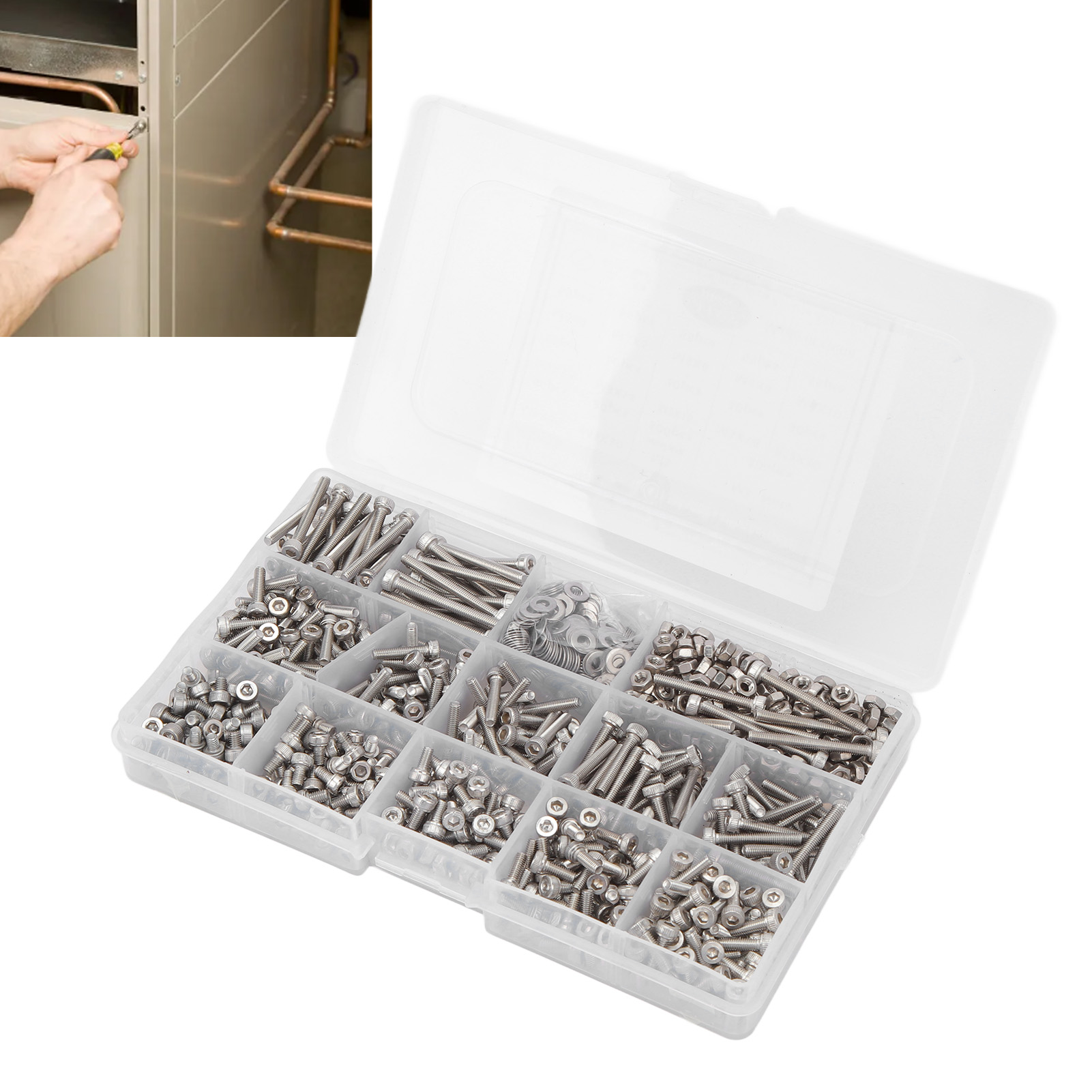 1110-teiliges Set Inklusive M3 304 Edelstahl-sechskantmuttern Und -unterlegscheiben, Bolzen, Schrauben, Muttern Und Unterlegscheiben.