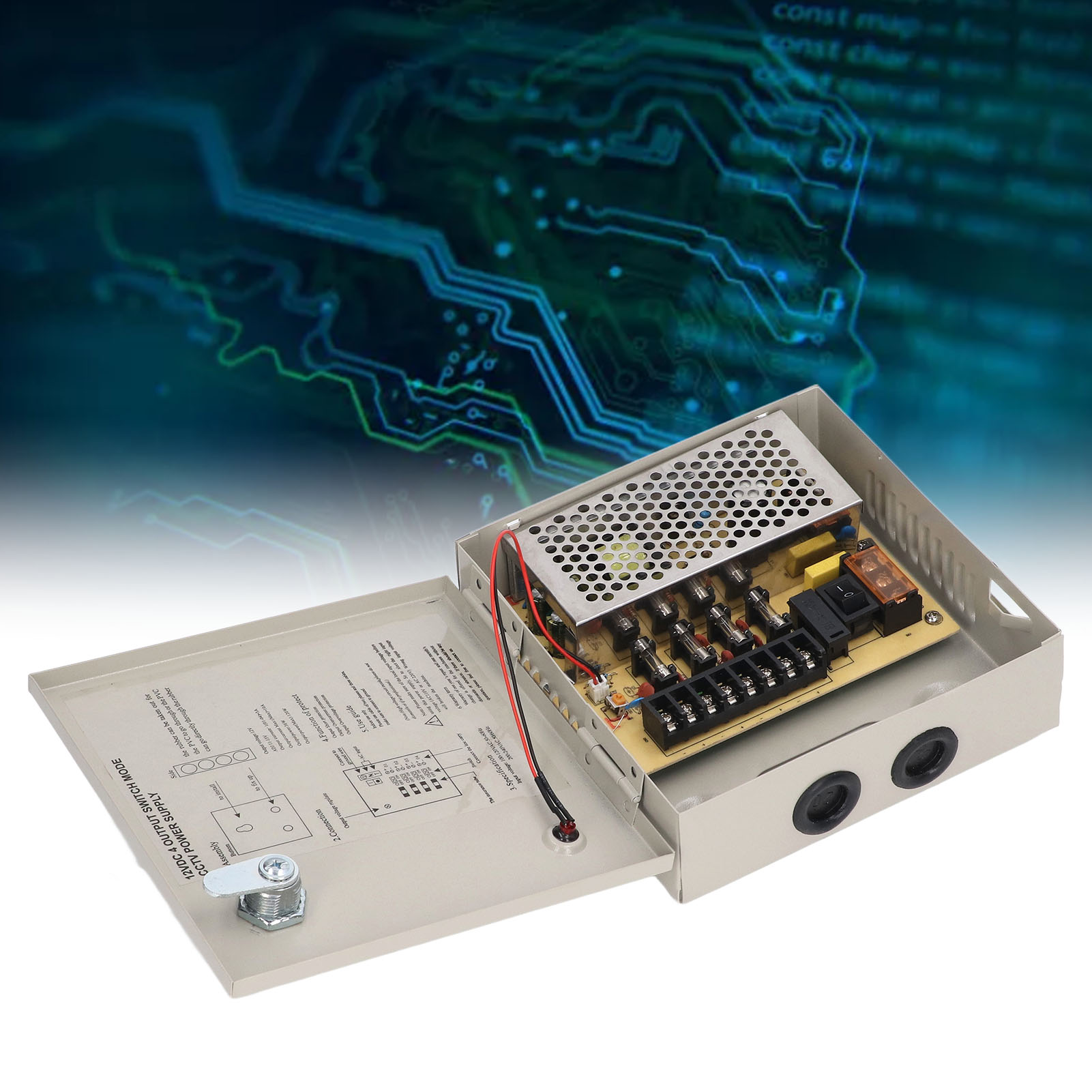 4-kanal-cctv-netzteil, 12 V, 3 A, Mit Sicherung, Metallgehäuse, Netzstecker Und Verriegelungsmechanismus, 110 V/220 V
