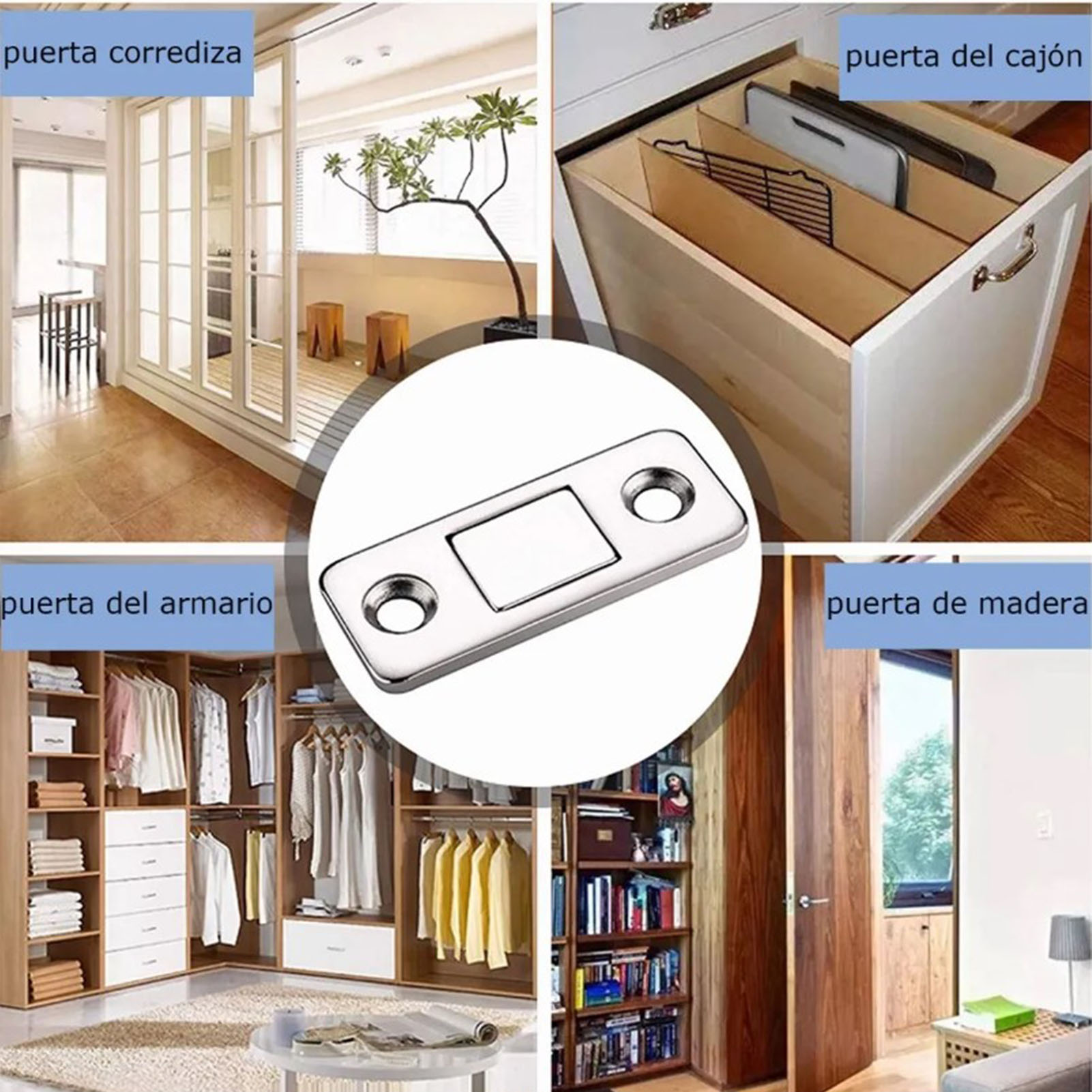 Set Mit 14 Unsichtbaren, Gebürsteten Silbermagneten Für Schranktüren, Schiebetüren, Schubladen Und Kleiderschrank-schiebetüren. Ultradünne, Rutschfeste Mini-türverschlüsse, Kein Bohren Erforderlich.