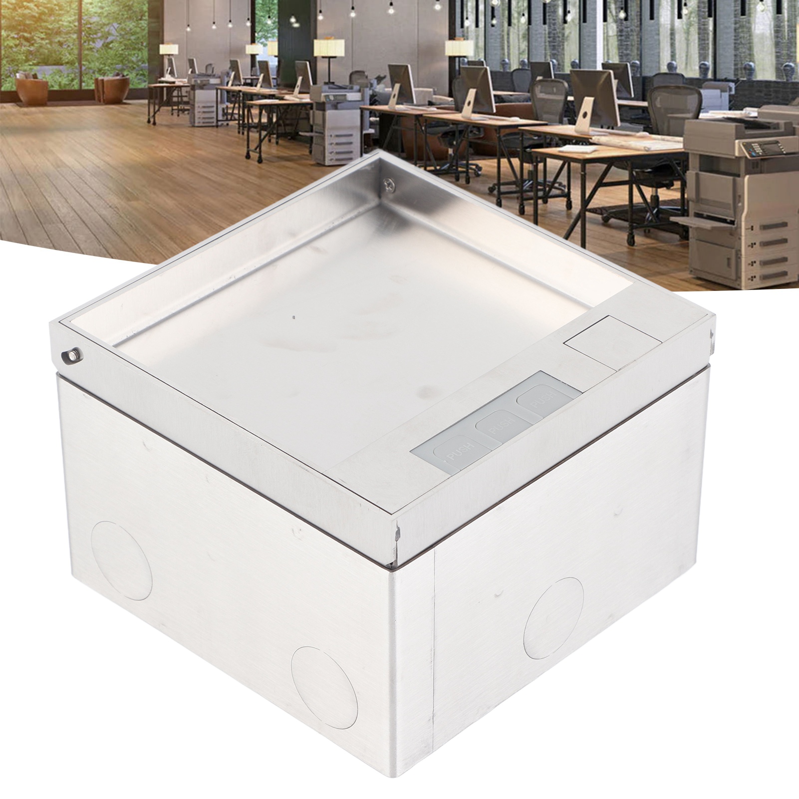 Zwei Universalsteckdosen Sind In Eine Verdeckte Bodensteckdose Mit Flacher, Klappbarer Edelstahlabdeckung Eingelassen, 45 Zoll Ac250v.