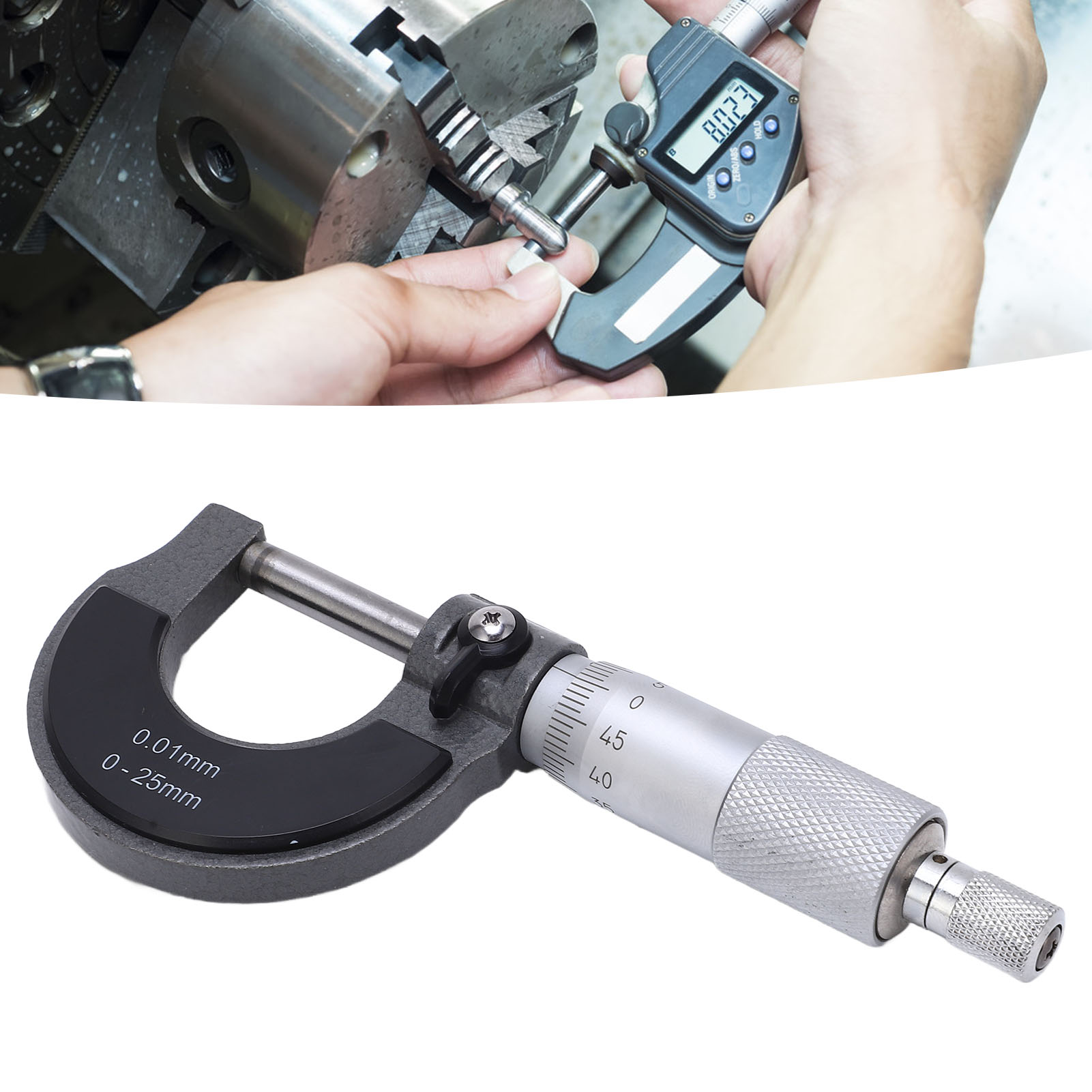 Außenmikrometer, Mikrometerschieber, Dickenmessgerät, Für Industrielle, Schulische Und Betriebliche Anwendungen, 0-25/0,01 Mm.
