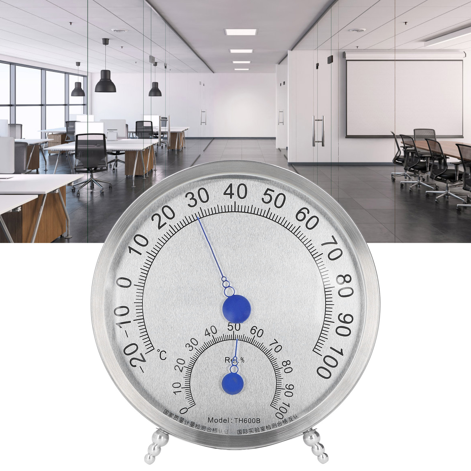 Hochwertiges Edelstahl-thermometer Und Hygrometer Mit Ständer