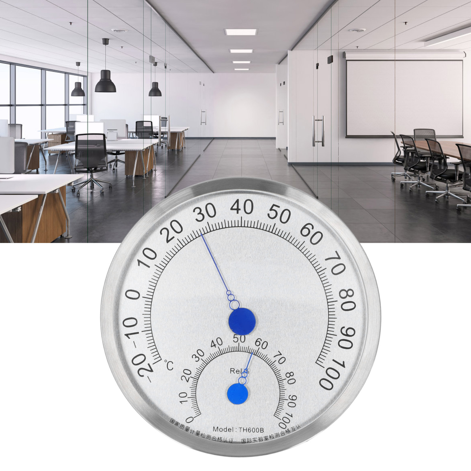 Hochwertiges Meteorologisches Instrument, Thermometer Und Hygrometer Aus Edelstahl, Ohne Ständer