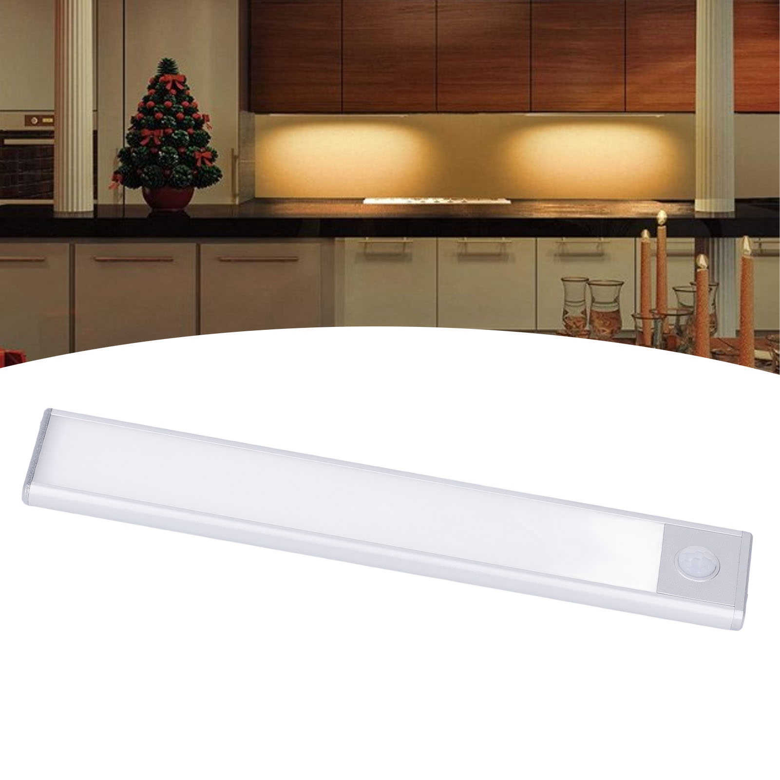 Magnetischer Lichtstreifen Mit 39 Leds Und Intelligentem Sensor, Usb-aufladbar, Kabellos: 235 × 40 × 9,5 Mm, Silber