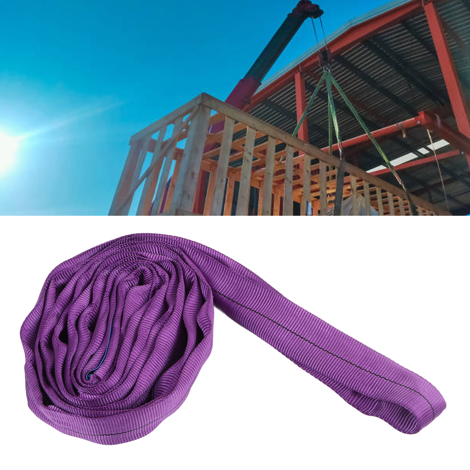 1t 2m Doppelschlaufen-hebeschlinge Aus Violettem Polyester, Flexibel, Für Industriekrane, Abschleppseil
