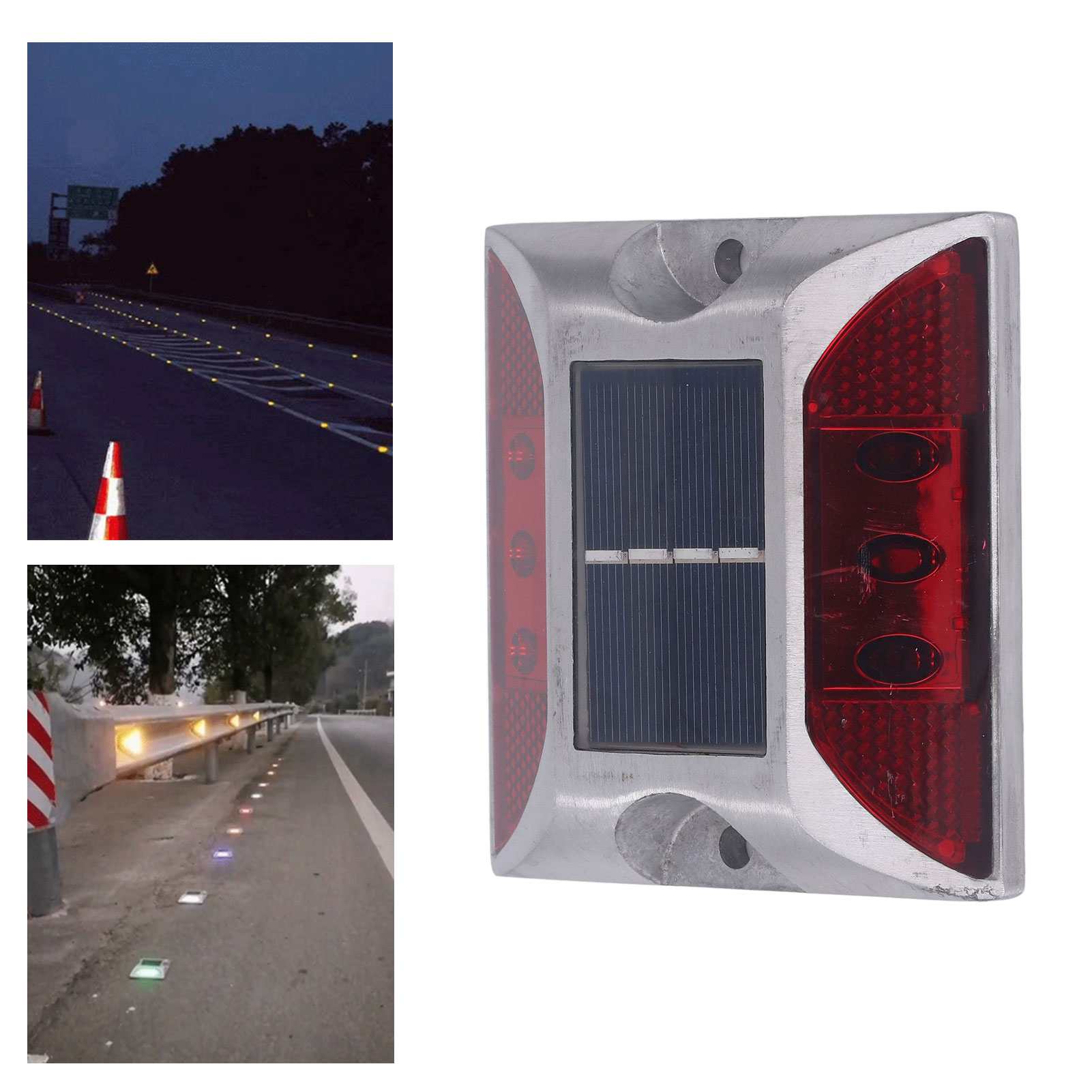 Solarbetriebene Straßenpoller, Unterirdische Autobahnlaternen Aus Aluminiumguss, Rotes Licht