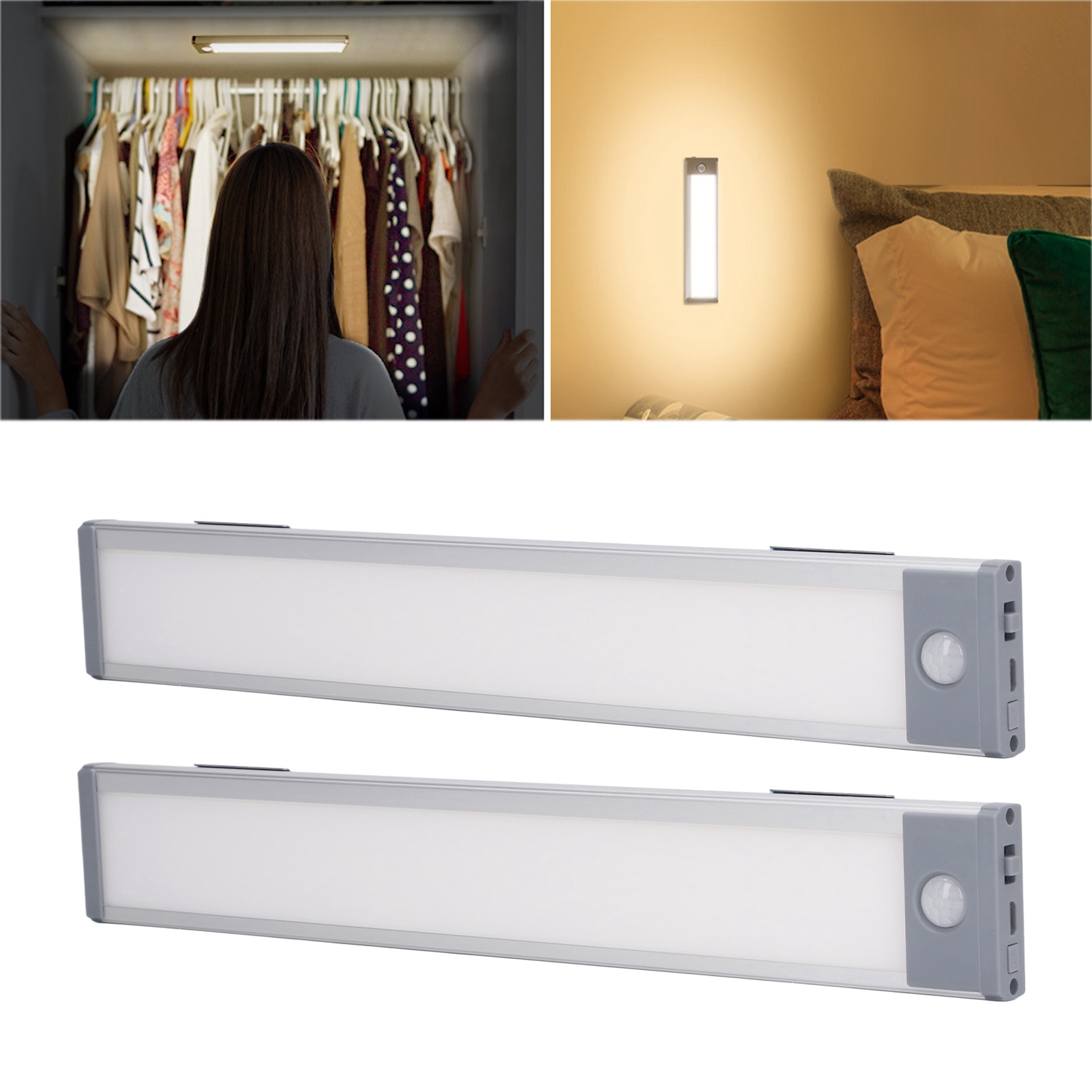 Zwei Sets Mit Je 90 Ultradünnen, Bewegungsaktivierten Leds, Dreifarbiges Licht, Usb-wiederaufladbare Led-lichtstreifen, Keine Verkabelung Erforderlich.