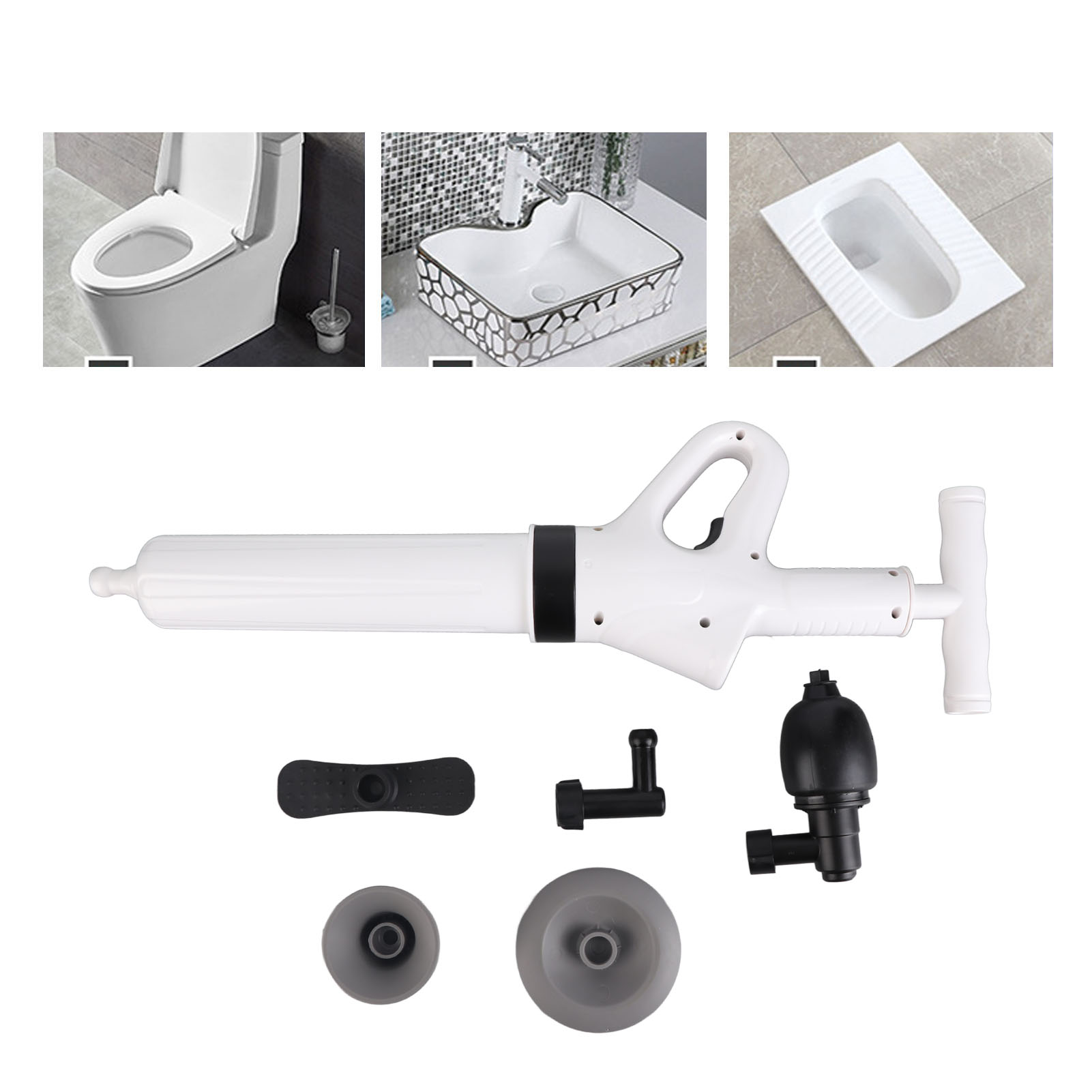 St-012 Manueller Druckreiniger Für Küche, Toilette Und Abfluss Mit Eingebauter Luftpumpe