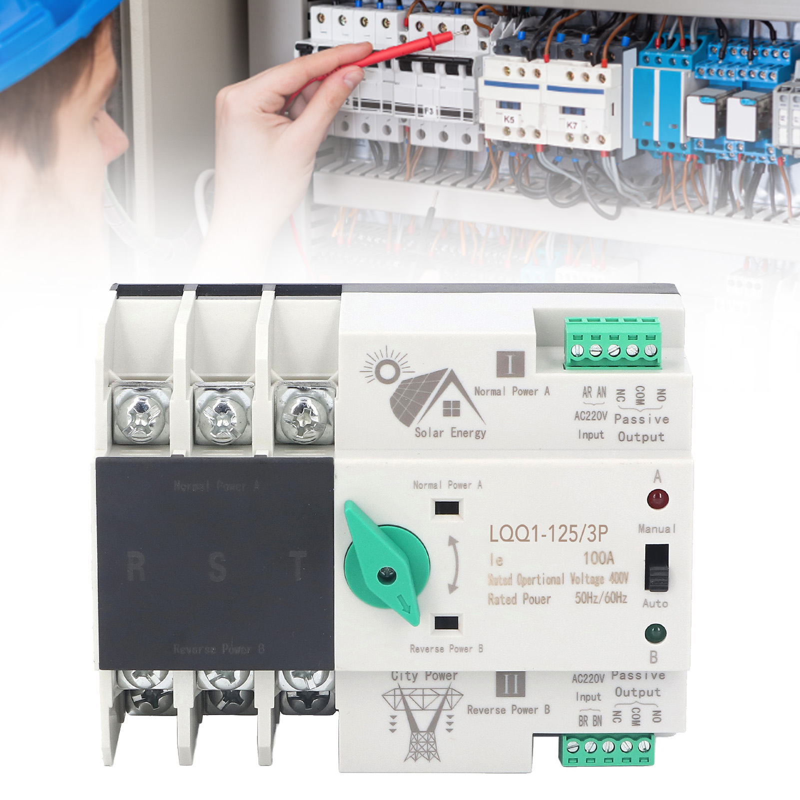Lqq1-125/3p Ac400v Dual-netzteil Mit Automatischer Schaltschaltung, Schneller Schaltsteuerung, Millisekunden-schaltung, Modell Für 100a-heimsolaranlagen