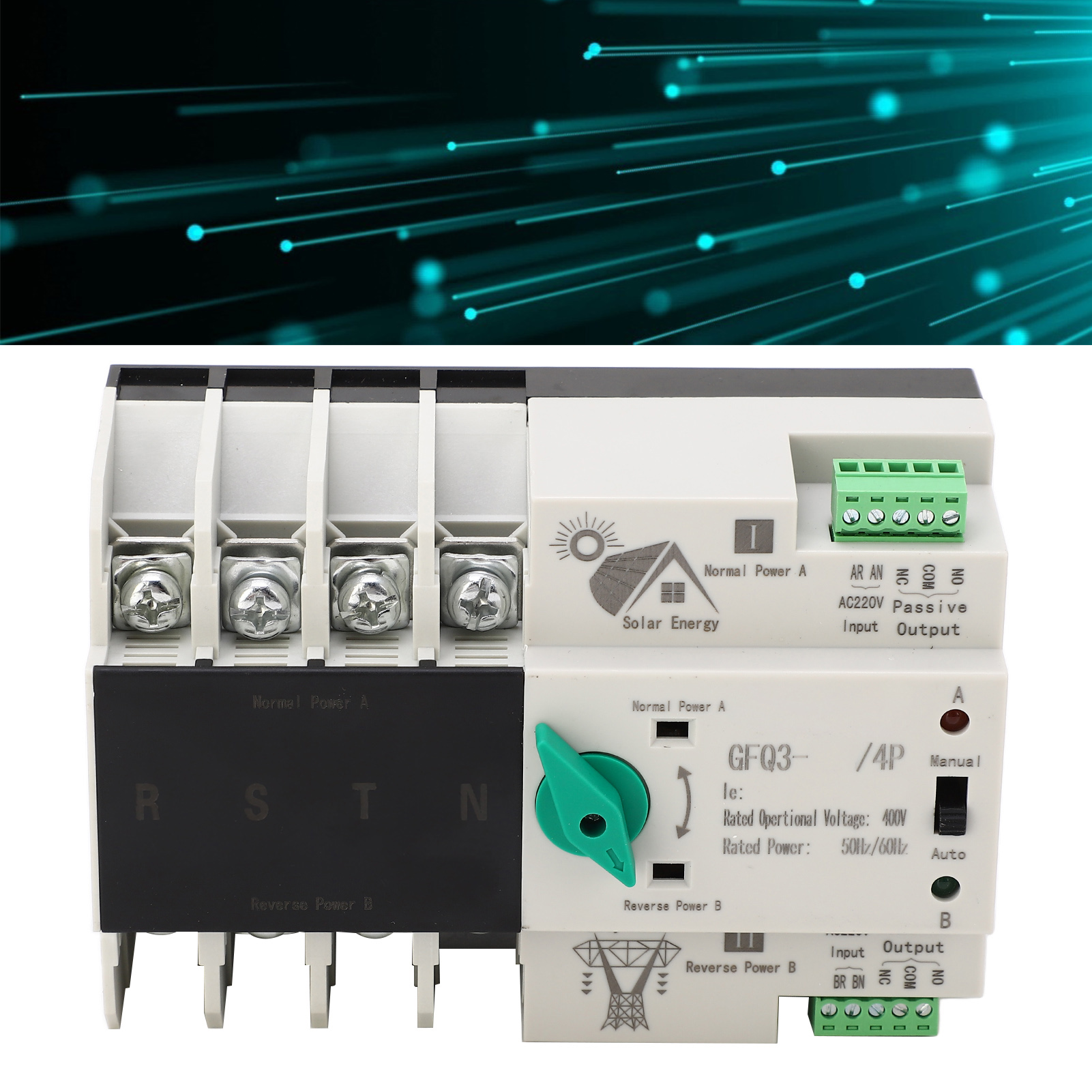 Automatische Umschaltanlage Für 400 V Wechselstrom Mit Millisekunden-schaltzeit Und Unterbrechungsfreier Stromversorgung. Zeitverzögerter Schaltregler, 50/60 Hz, Photovoltaik-netzanschluss, 4p125a.
