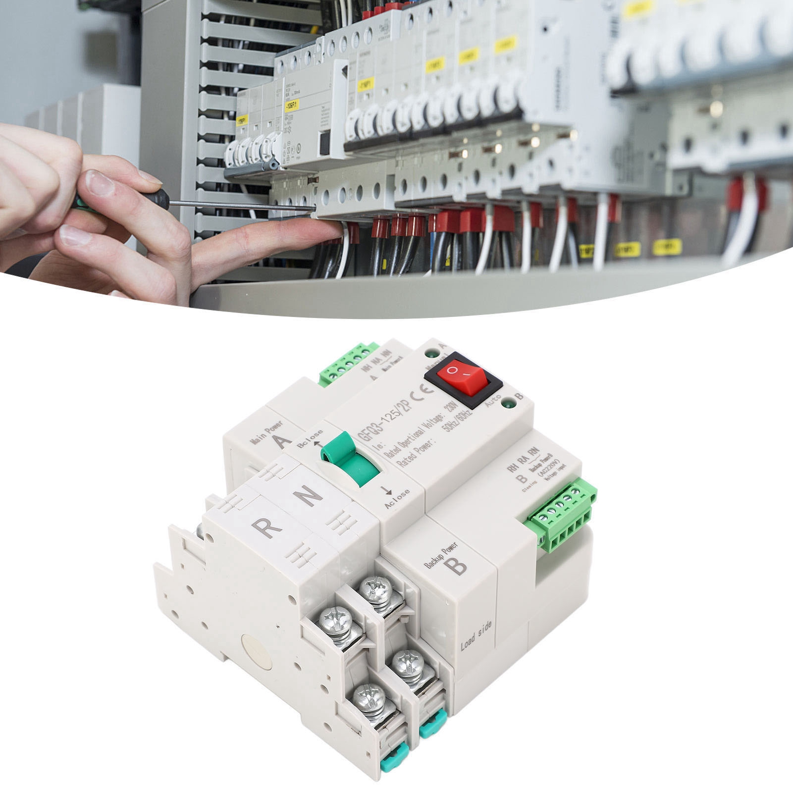 Automatischer 230-v-wechselstrom-umschalter Mit Millisekunden-umschaltung Zwischen Netzstrom Und Motor, Unterbrechungsfreie Stromversorgung, Timer, 2p40a Haushaltsanschluss